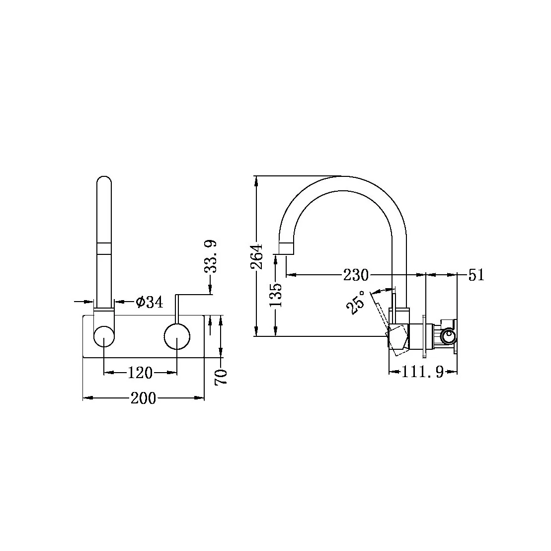 Mecca Wall Basin Mixer Handle Up - Image 5