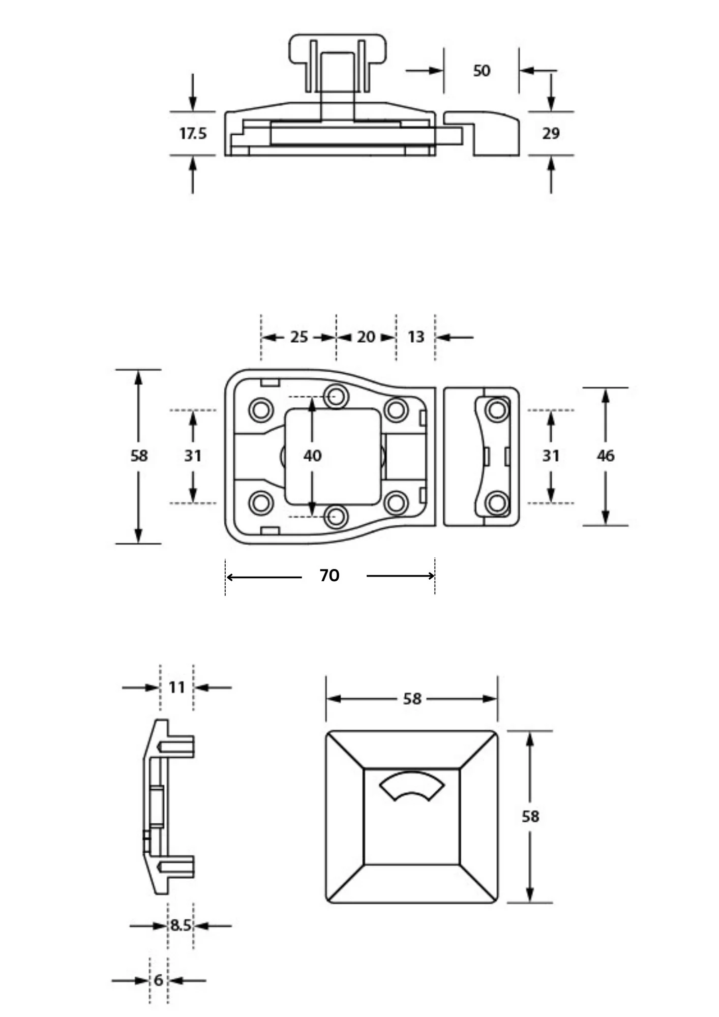 Moda Lock & Indicator Set in Satin Chrome Plate - Image 2