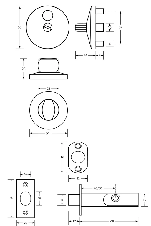 Morticed Safety Lock & Indicator Set - Concealed Fix - Image 2