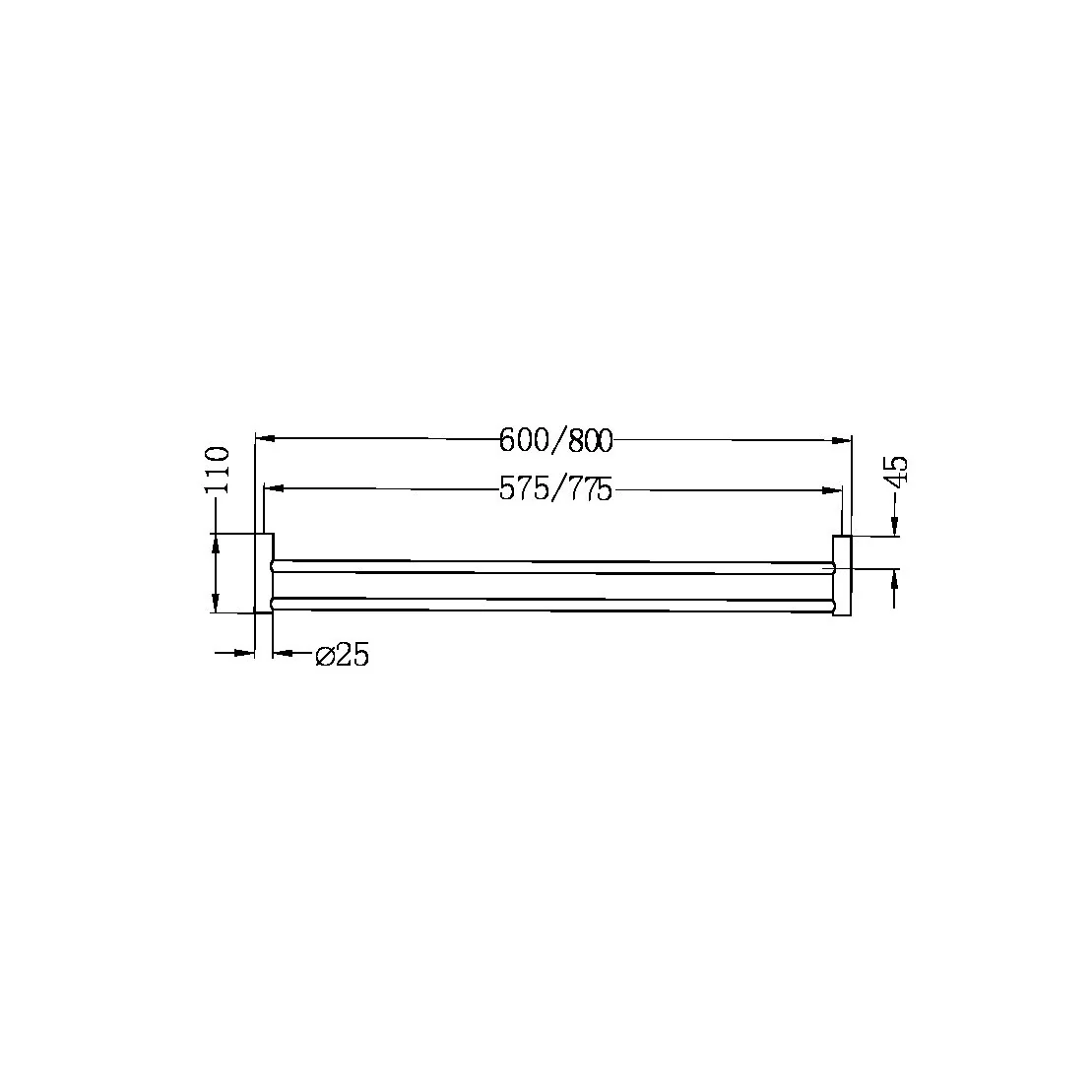 New Mecca Double Towel Rail 600mm - Image 8