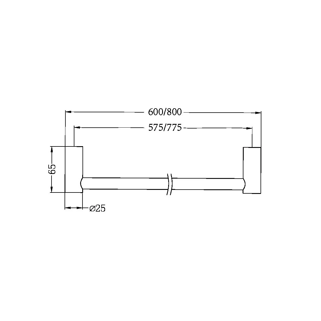 New Mecca Single Towel Rail 800mm - Image 8