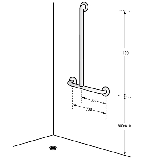 Offset Flush LH Mount Shower Grab Rail Kit - Image 3