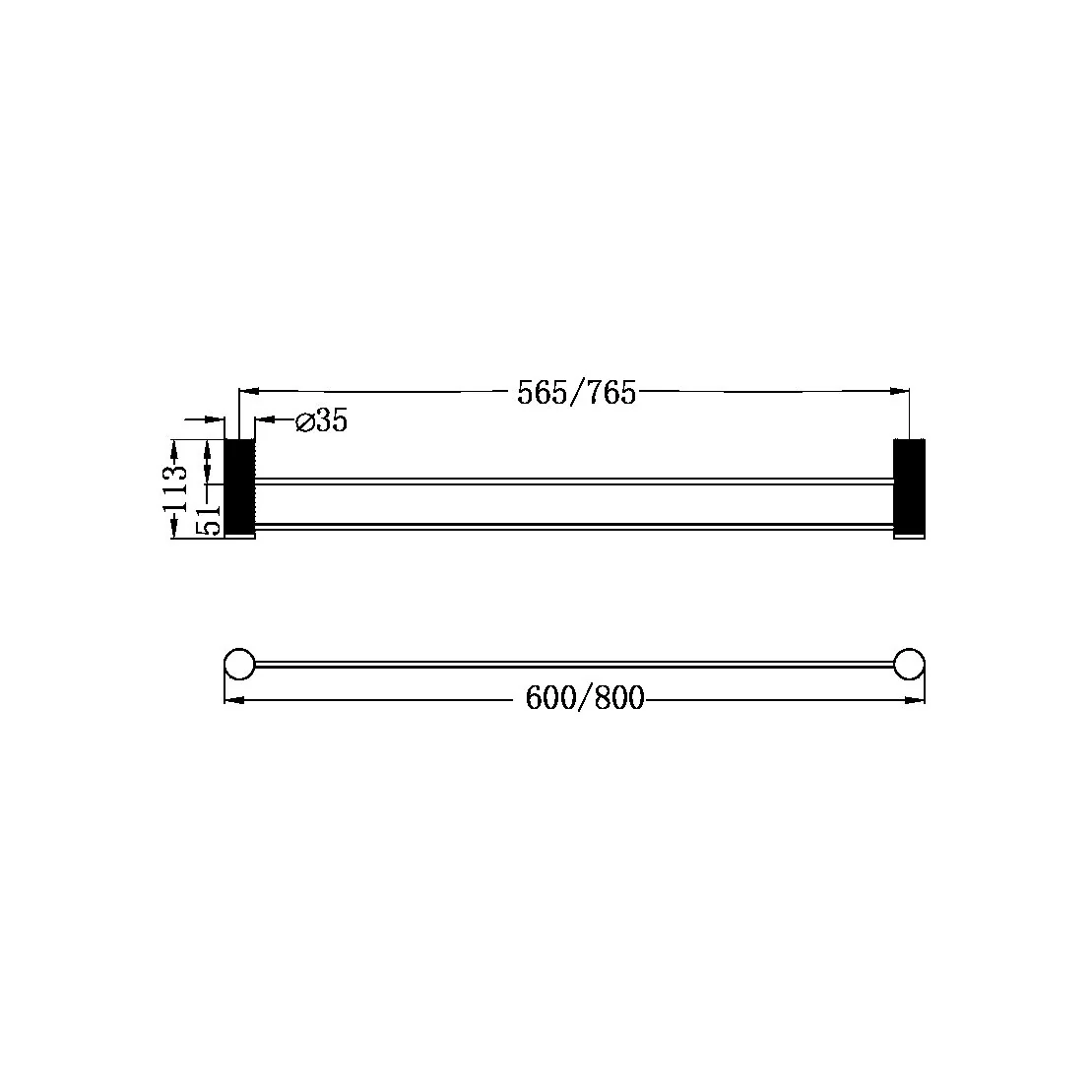 OPAL Double Towel Rail 600/800mm - Image 13