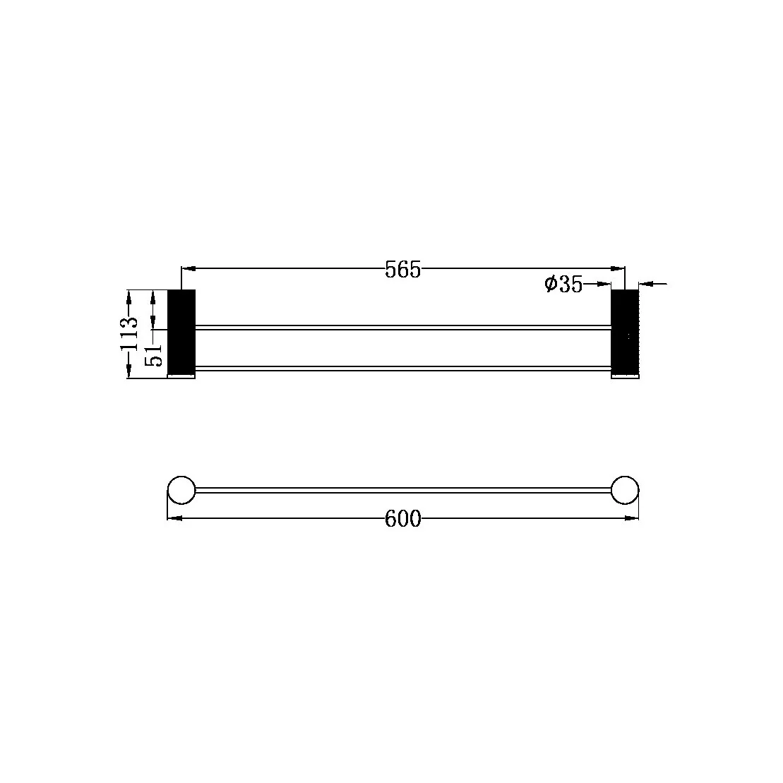 Opal Double Towel Rail 600mm - Image 7