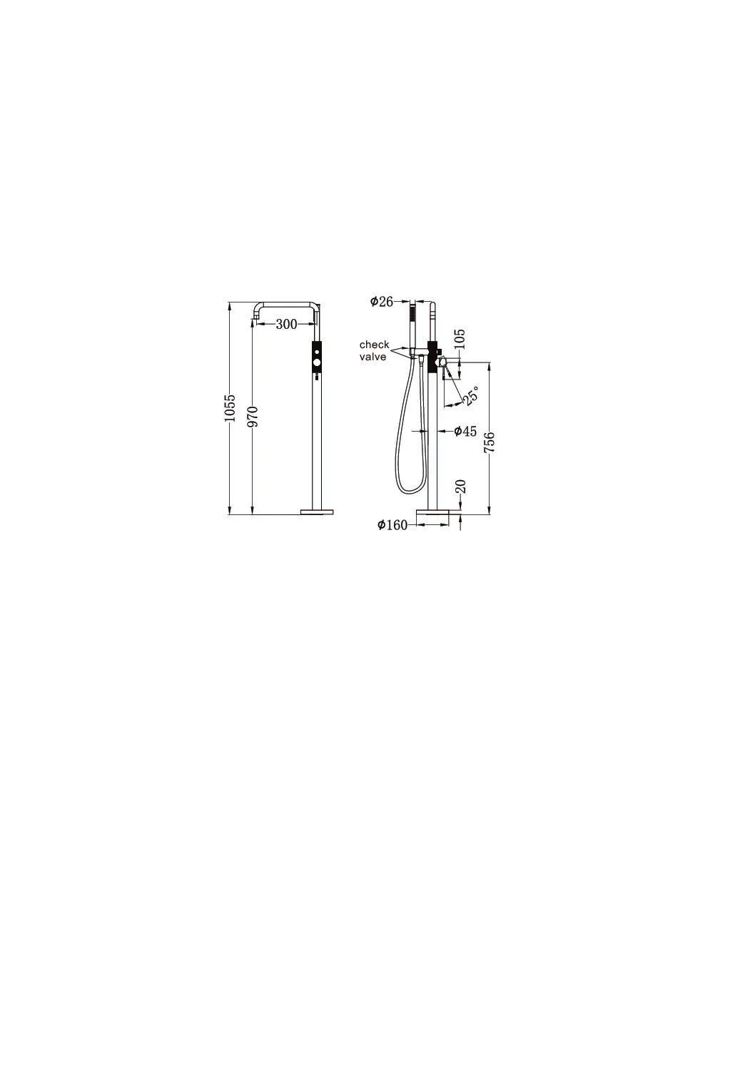 Opal Freestanding Bath Mixer With Hand Shower - Image 5