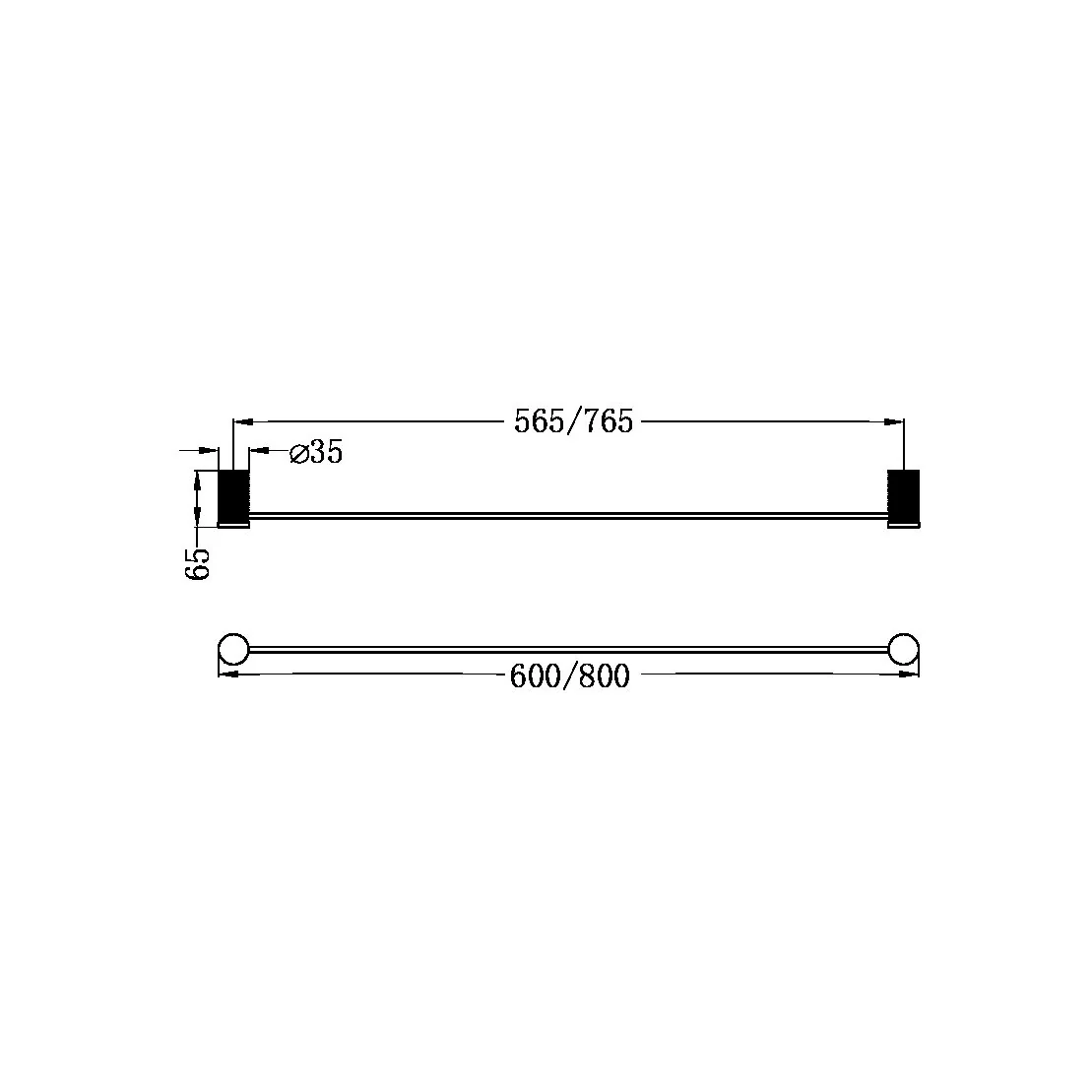 OPAL Single Towel Rail 600/800mm - Image 14