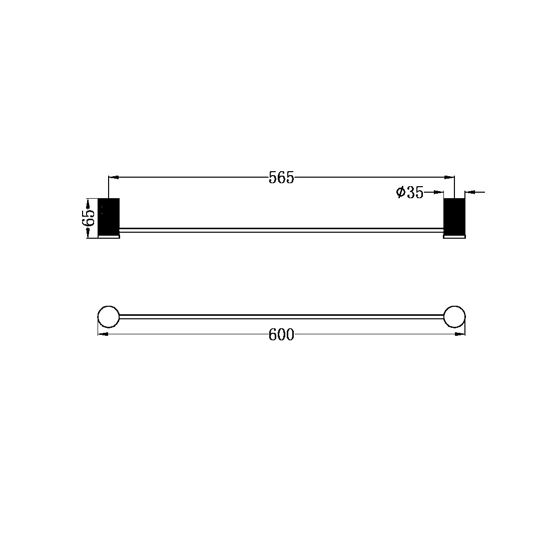 Opal Single Towel Rail 600mm - Image 7