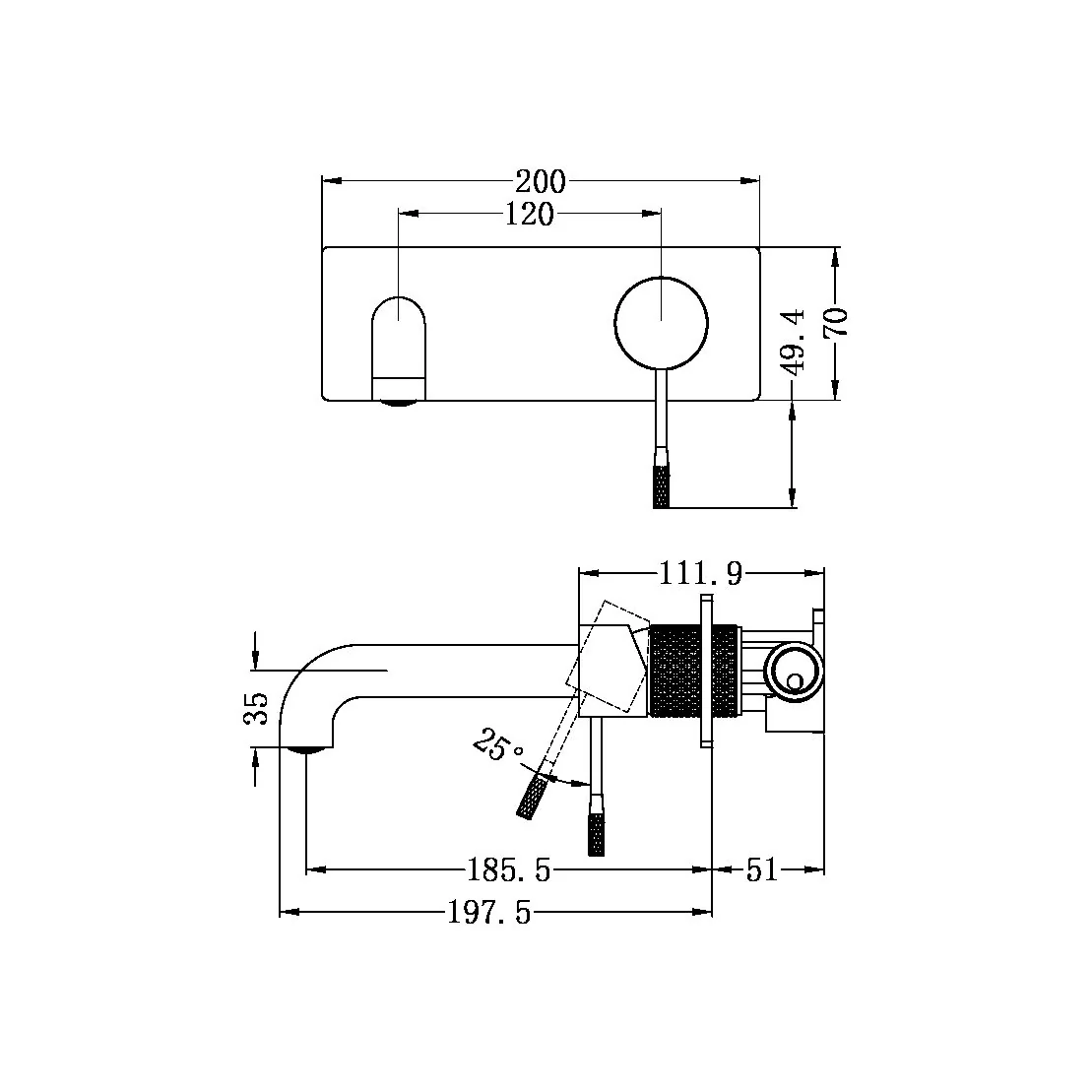 Opal Wall Basin/Bath Mixer - Image 11