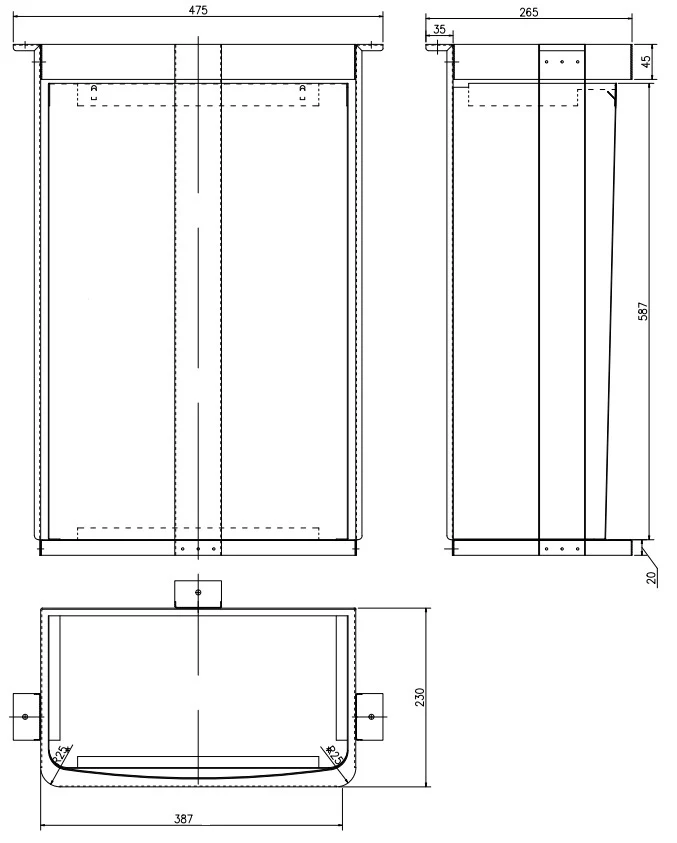 Paper Towel Dispenser & Waste Receptacle - Recessed in Satin Stainless Steel 438mmW x 1420mmH x 237mmD - Image 3