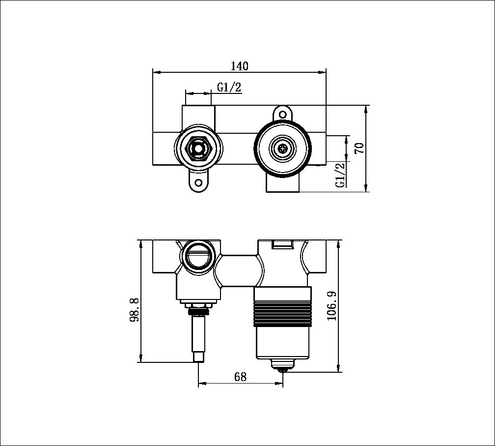 Premium 35mm Universal Shower Mixer With Divertor Horizontal Body Only - Image 2