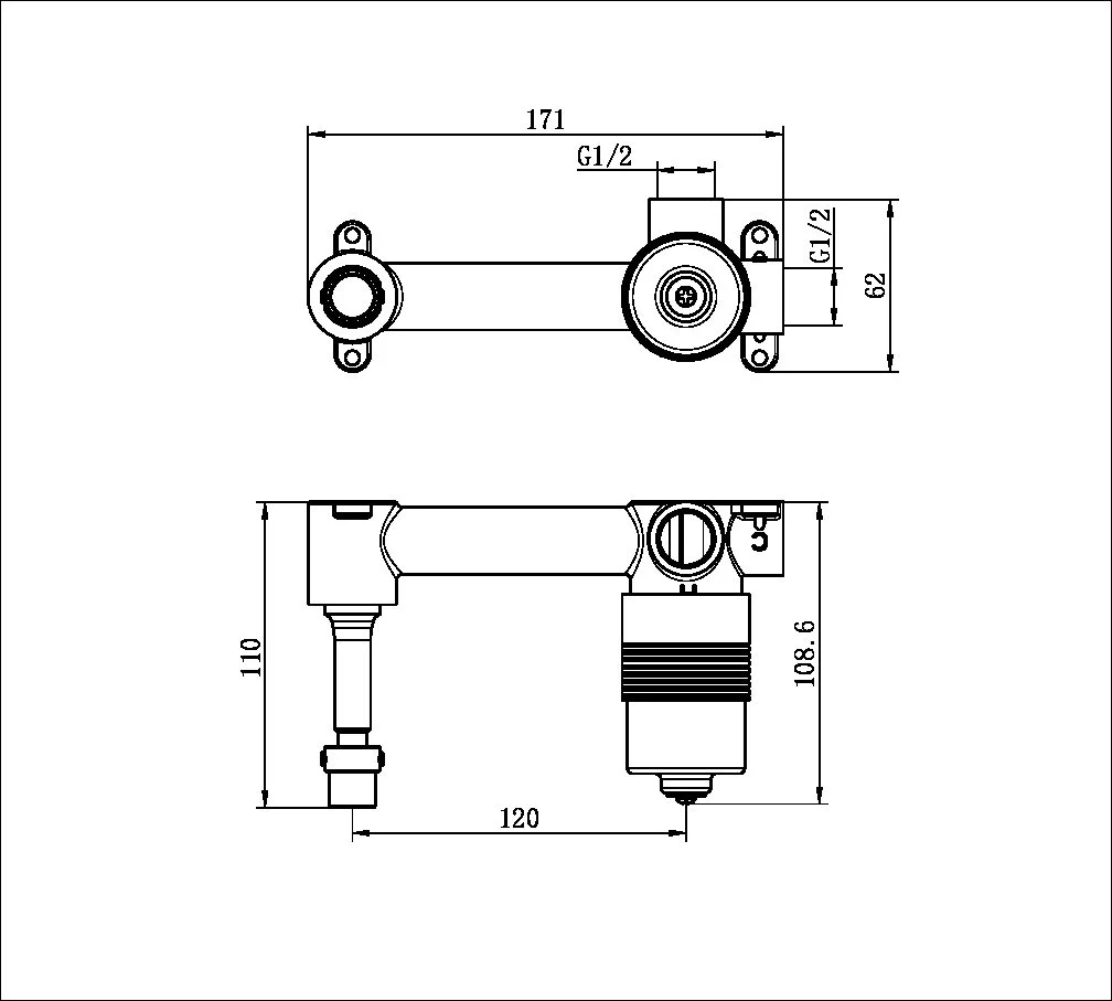 Premium 35mm Universal Wall Basin/bath Mixer Handle Up Body Only - Image 2