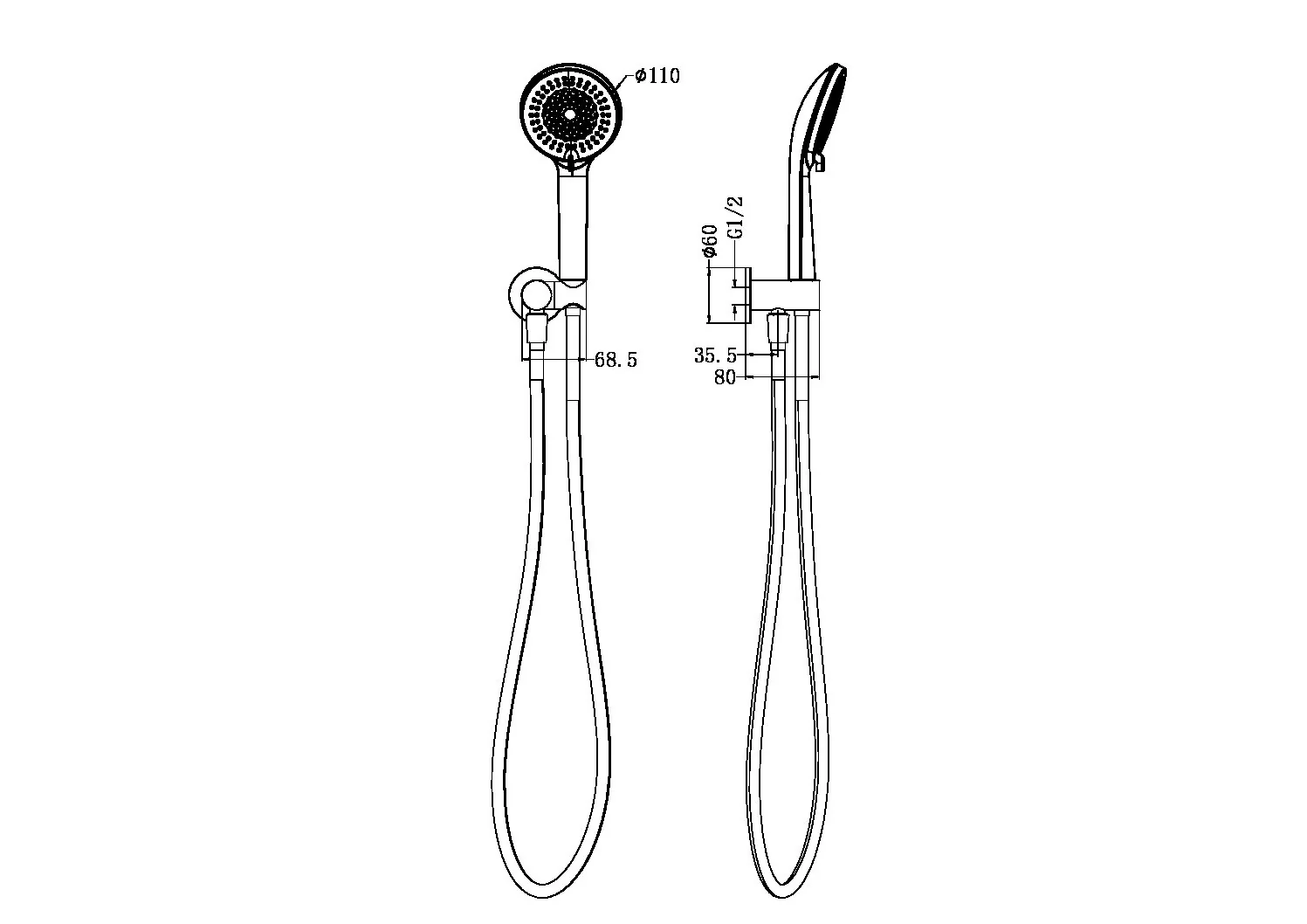 Project Round Shower On Bracket 4 Star Rating Brushed Nickel - Image 2