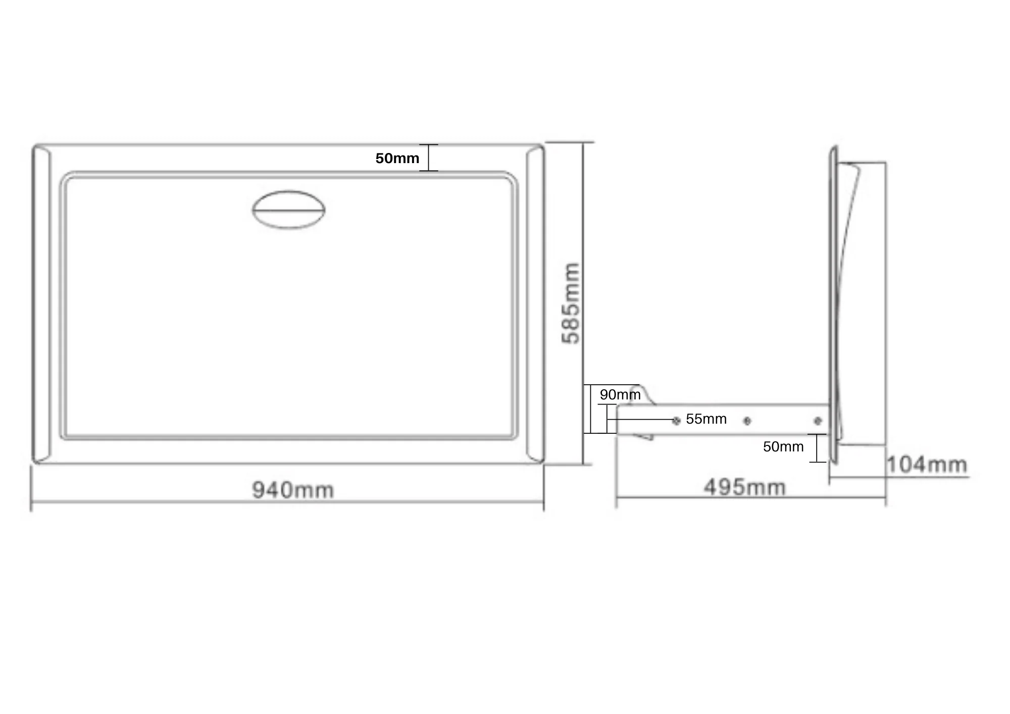 Recessed Horizontal Baby Change Station in Stainless Steel - Image 4