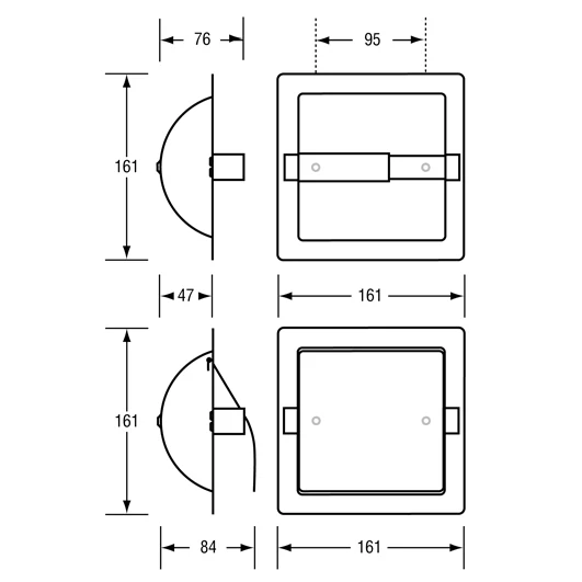 Recessed Single Toilet Roll Holder in Satin Stainless Steel - Image 2
