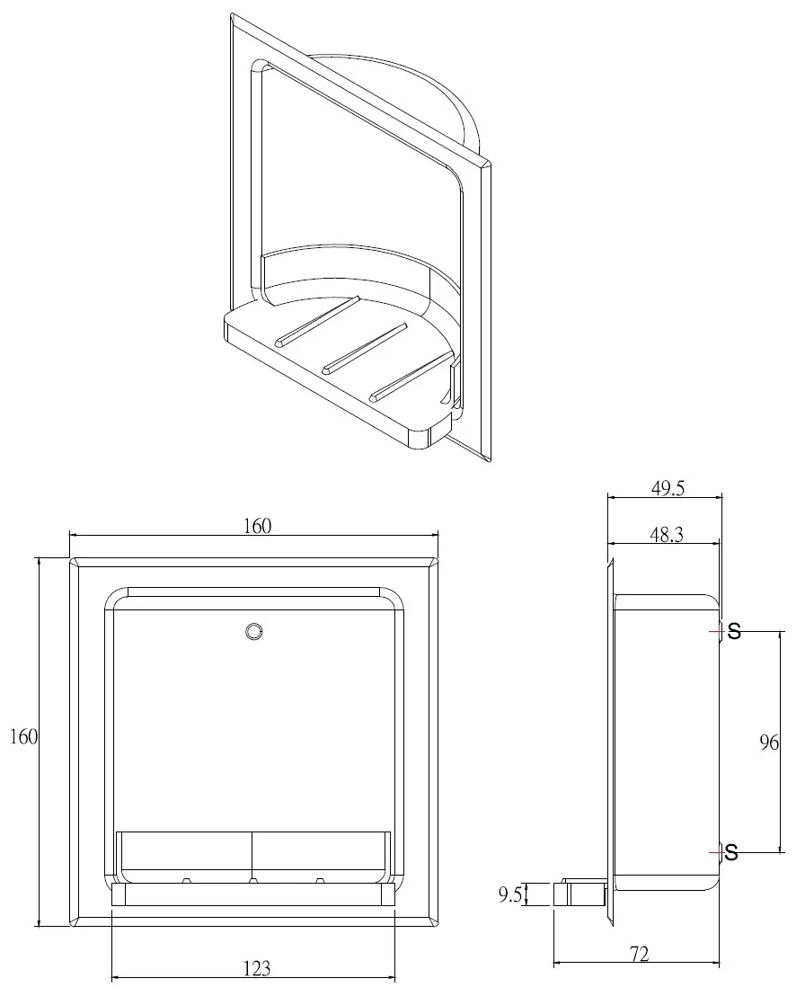 Recessed Soap Dish in Polished Stainless Steel - Image 2