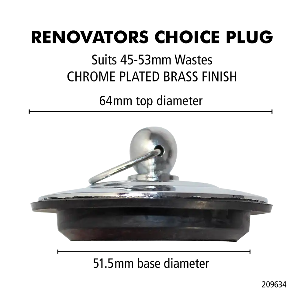 Renovators Choice Chrome Plated Brass Plug – Large 45-53mm - Image 3