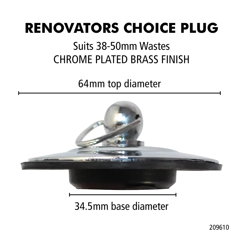 Renovators Choice Chrome Plated Brass Plug – Small 38-50mm - Image 2