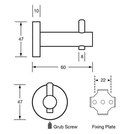 Robe Hook – Concealed Fix in Antimicrobial - Image 2