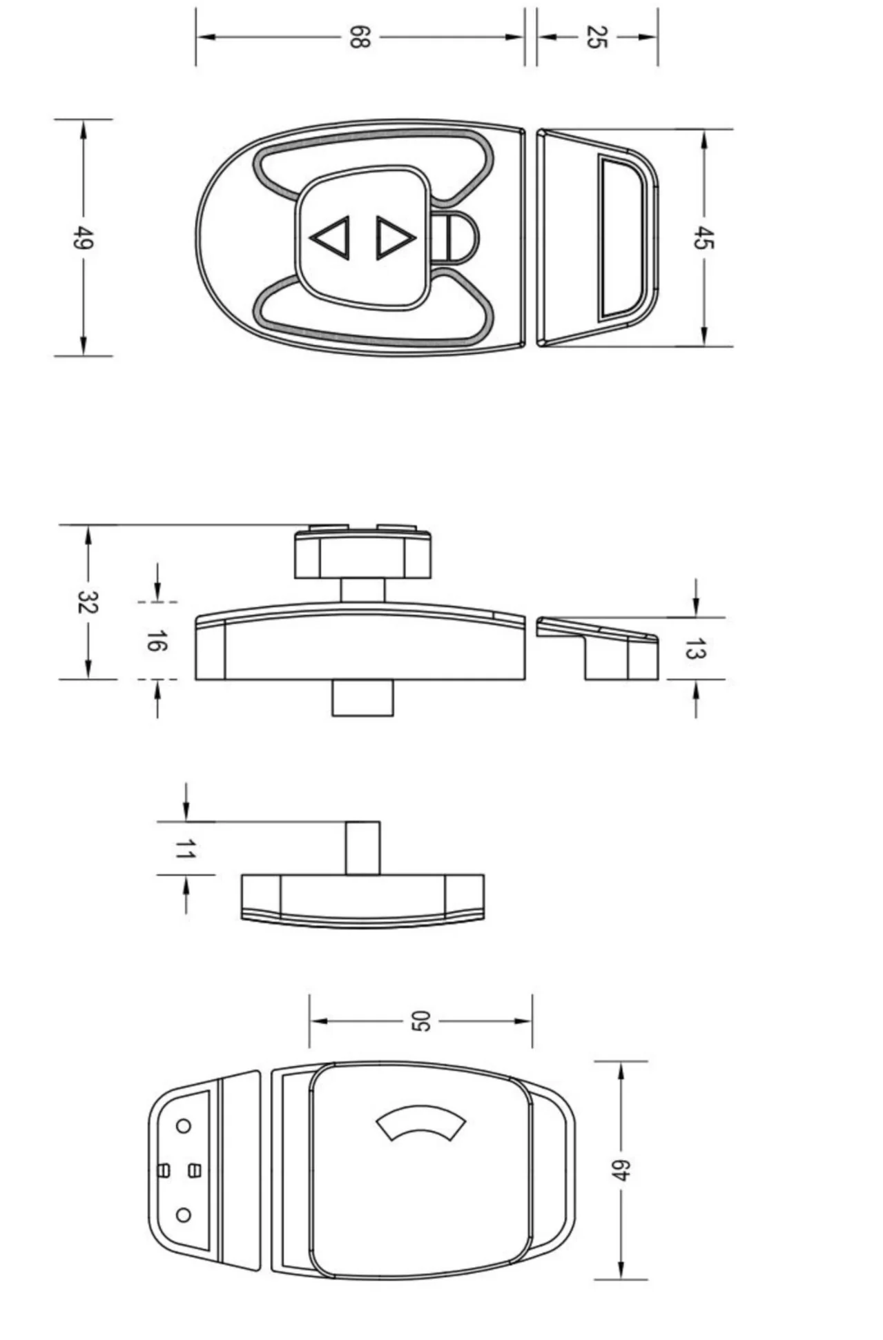 Sera Slide Lock & Indicator Set in Satin Chrome Plate - Image 2
