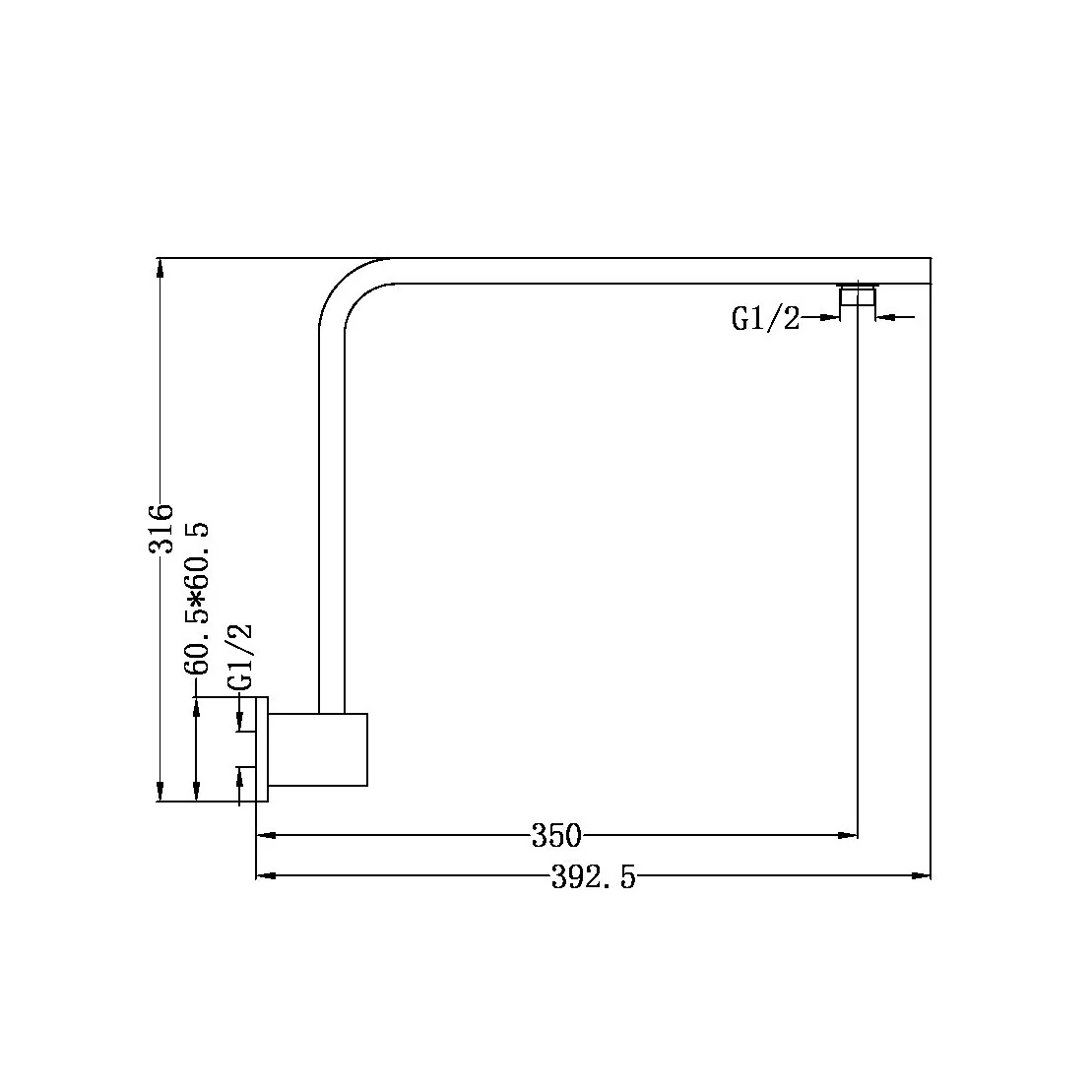 Square Swivel Shower Arm - Image 2