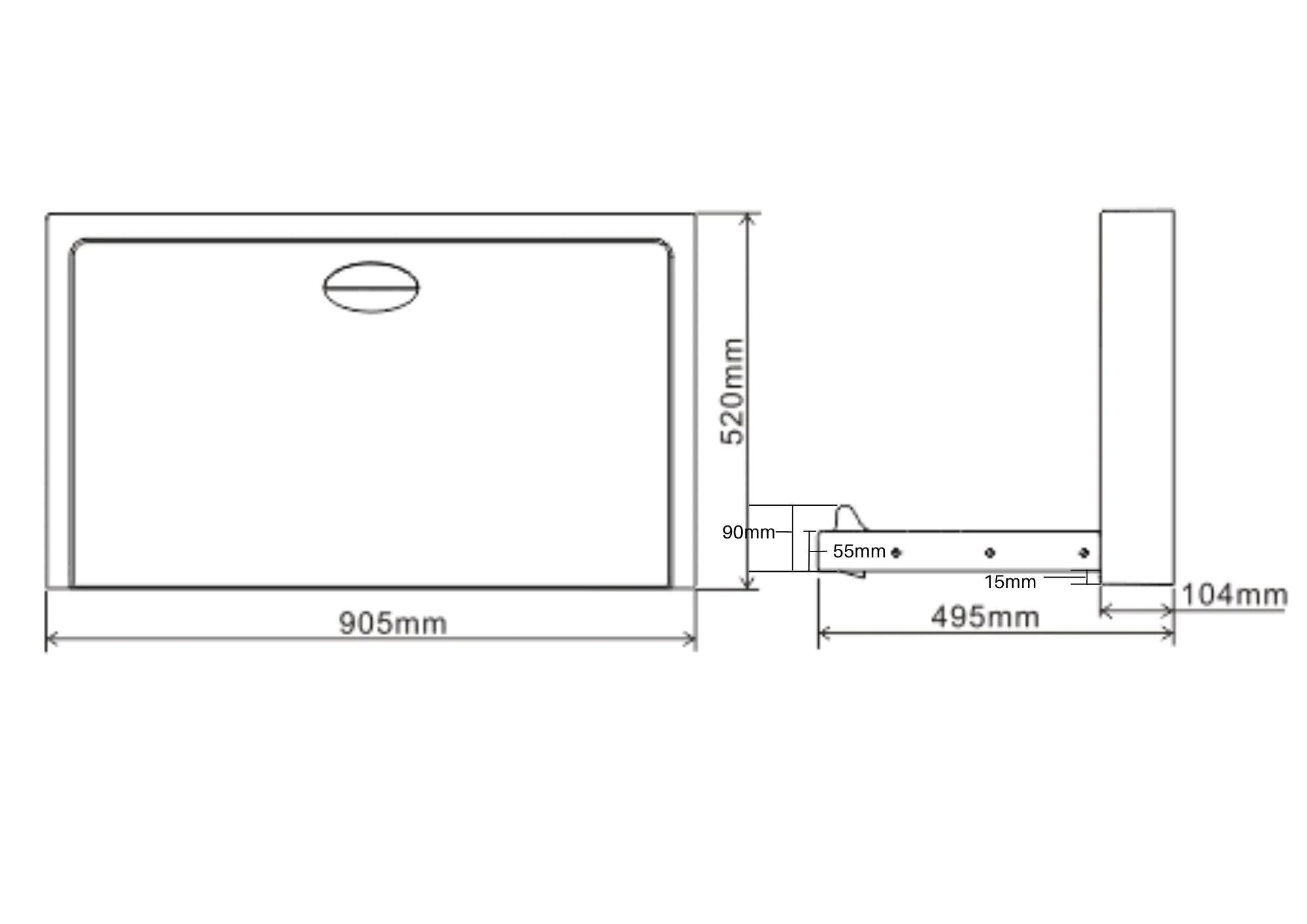 Surface Mounted Horizontal Baby Change Station in Stainless Steel - Image 2