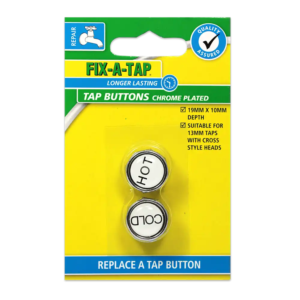 Tap Button Chrome Plated 19mm x 10mm Pack of 2 - Image 2