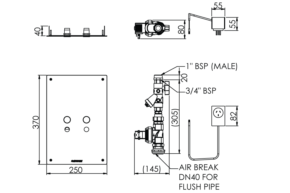 Touch-Activated Dual Flush WC Flushing System – Front Access - Image 2