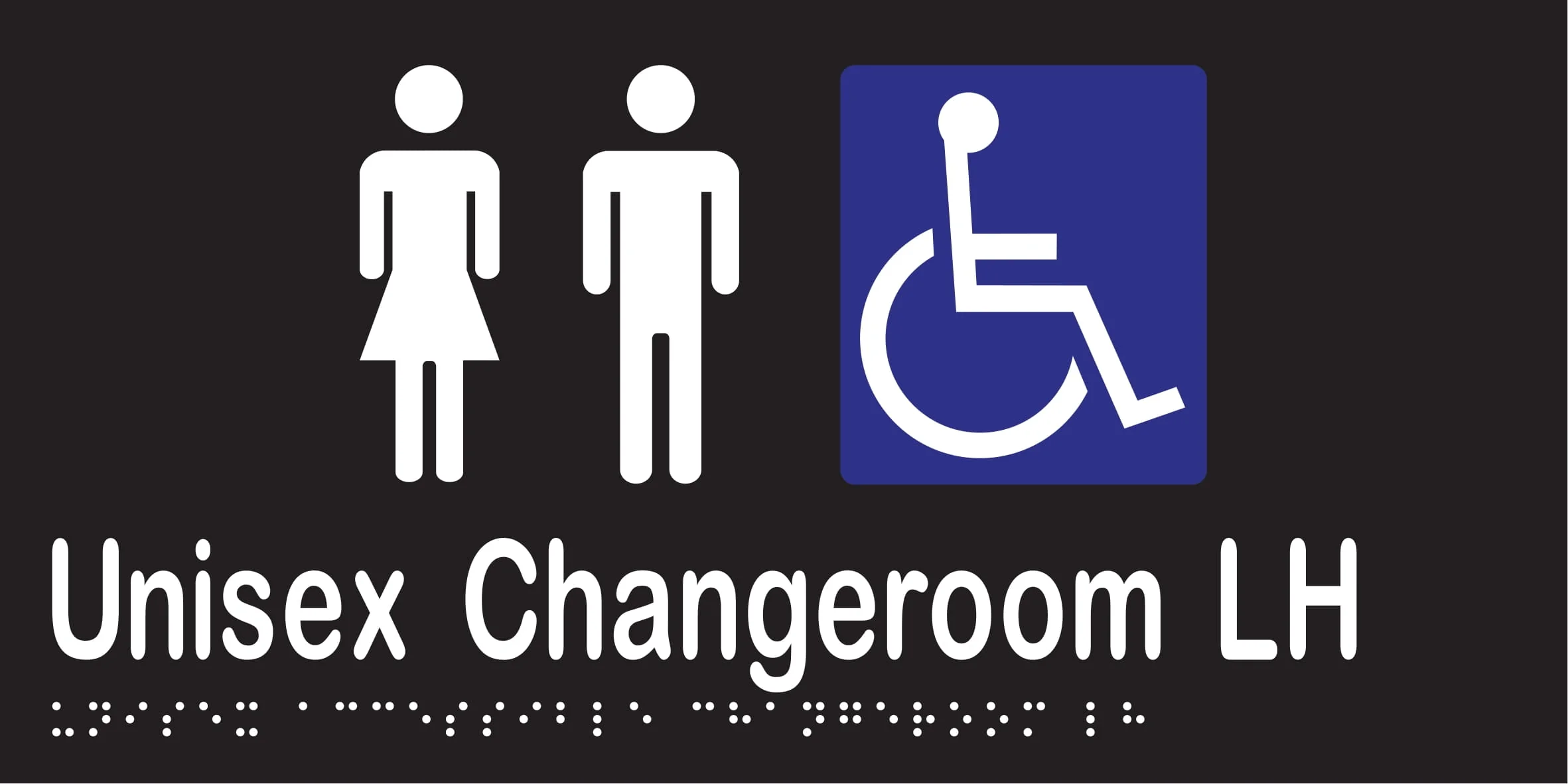 Unisex Accessible Changeroom LH Braille 300mmW x 150mmH - Image 2