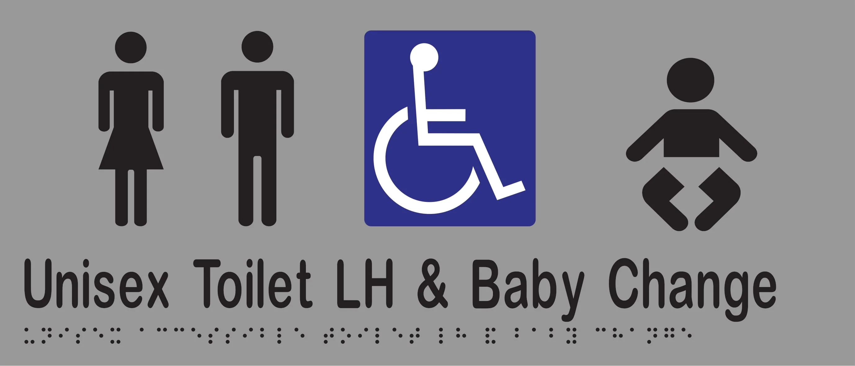 Unisex Accessible Toilet LH & Baby Change Braille 350mmW x 150mmH - Image 3