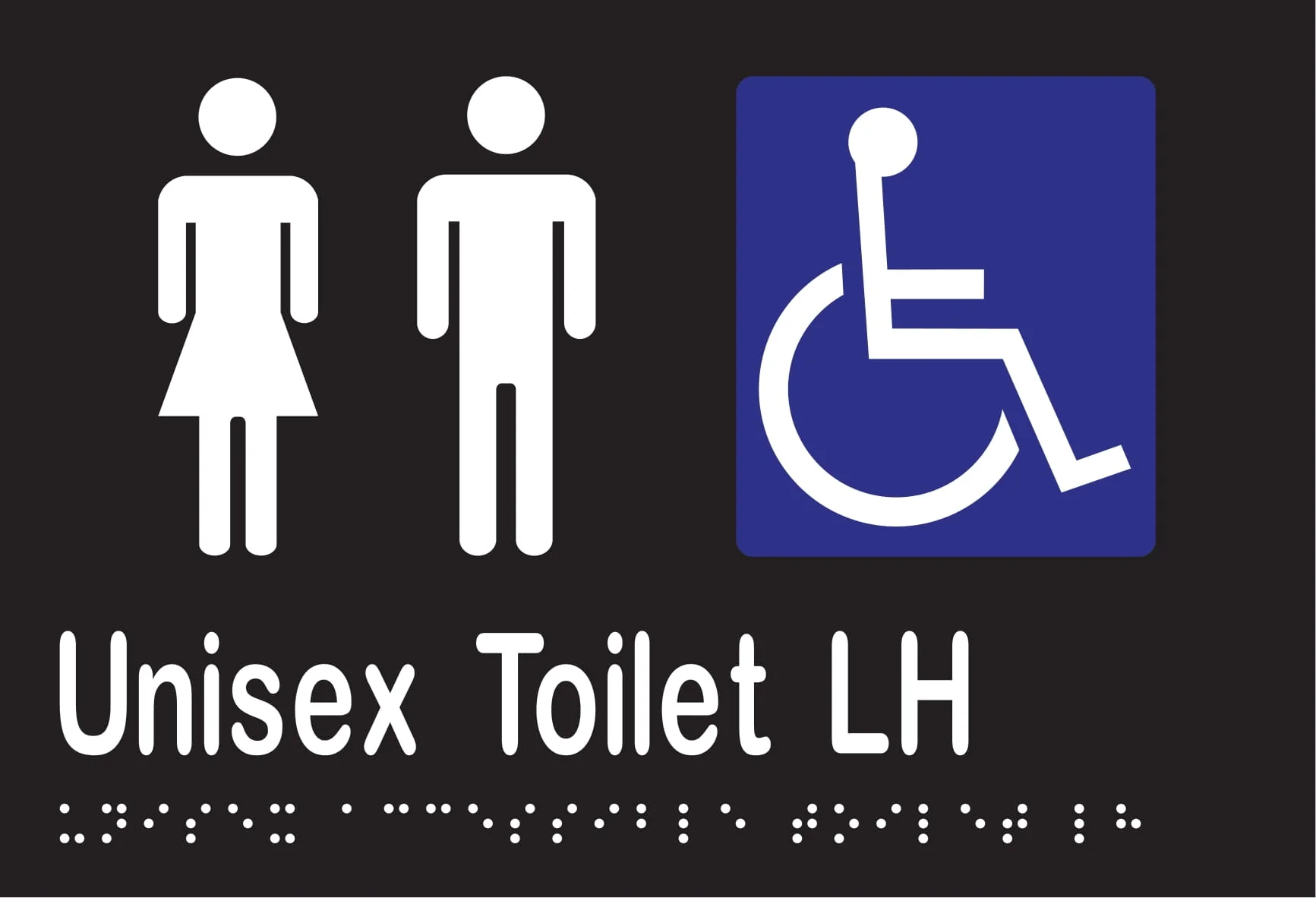 Unisex Accessible Toilet LH Braille 220mmW x 150mmH - Image 2