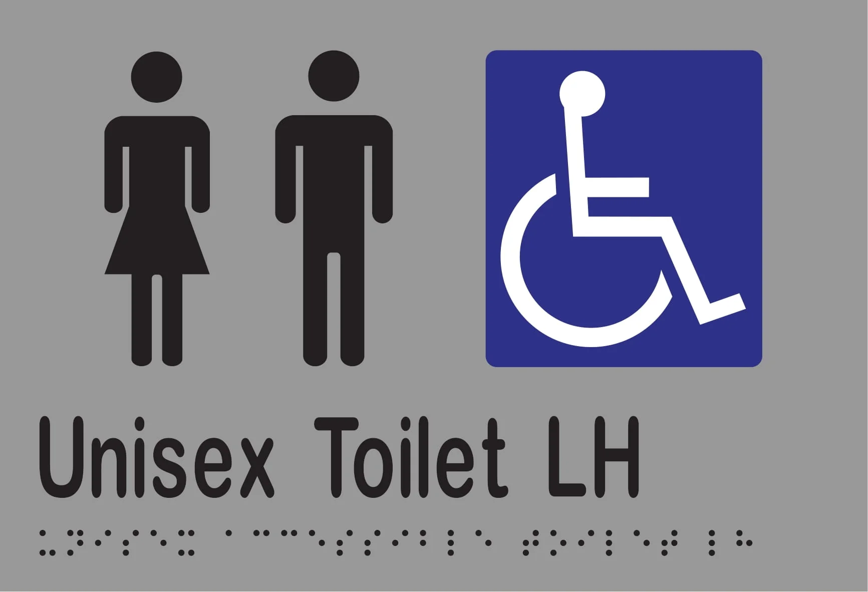 Unisex Accessible Toilet LH Braille 220mmW x 150mmH - Image 3