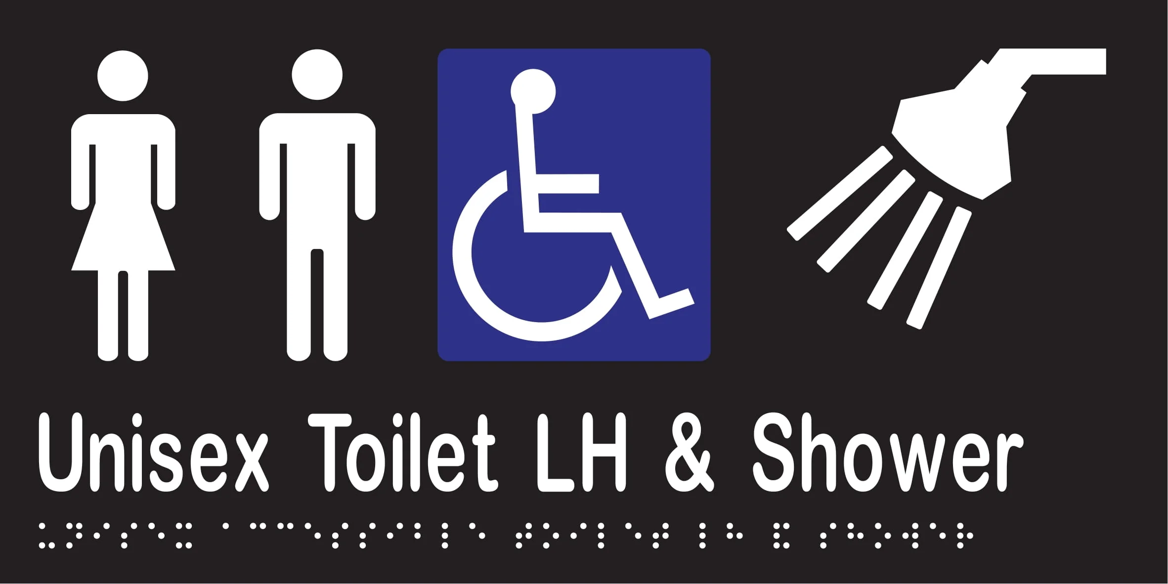 Unisex Accessible Toilet LH & Shower Braille 300mmW x 150mmH - Image 2