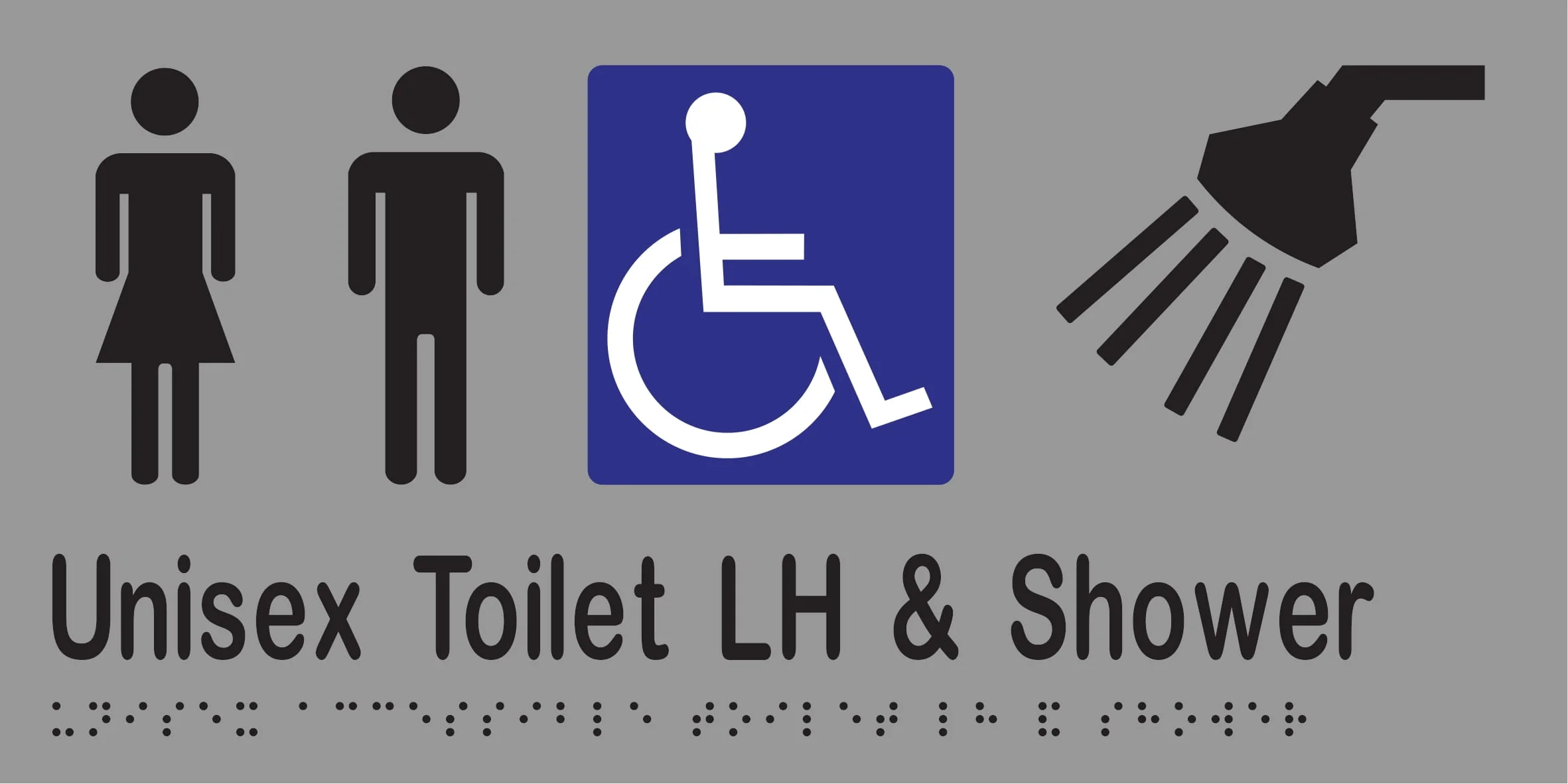 Unisex Accessible Toilet LH & Shower Braille 300mmW x 150mmH - Image 3