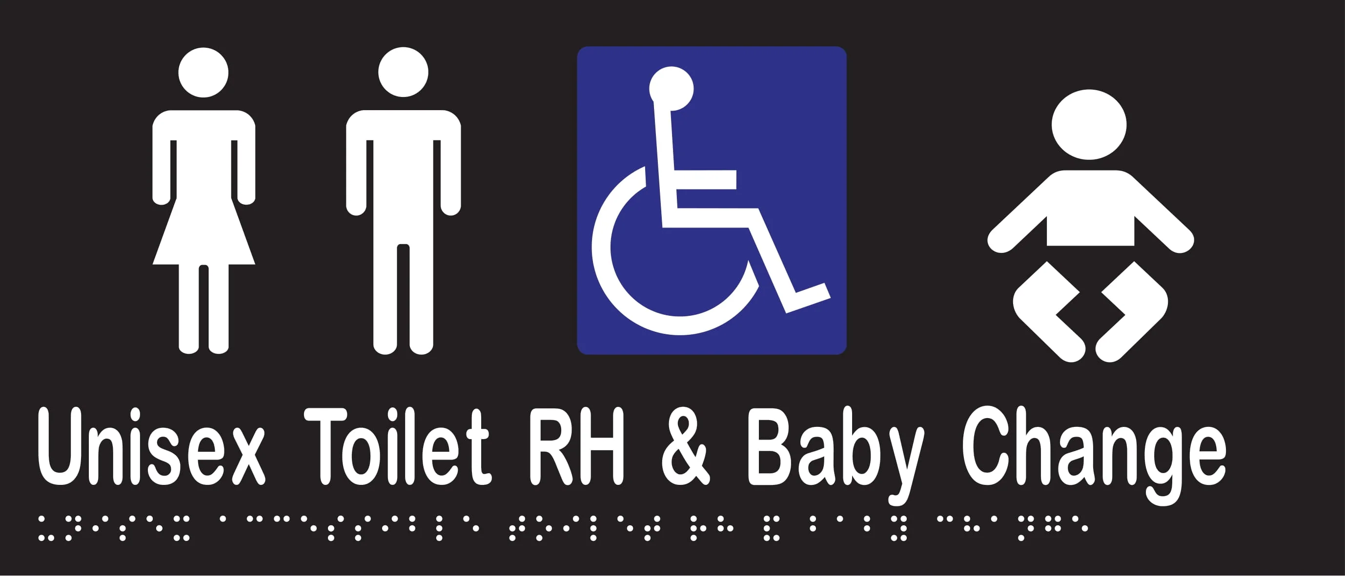 Unisex Accessible Toilet RH & Baby Change Braille 350mmW x 150mmH - Image 2