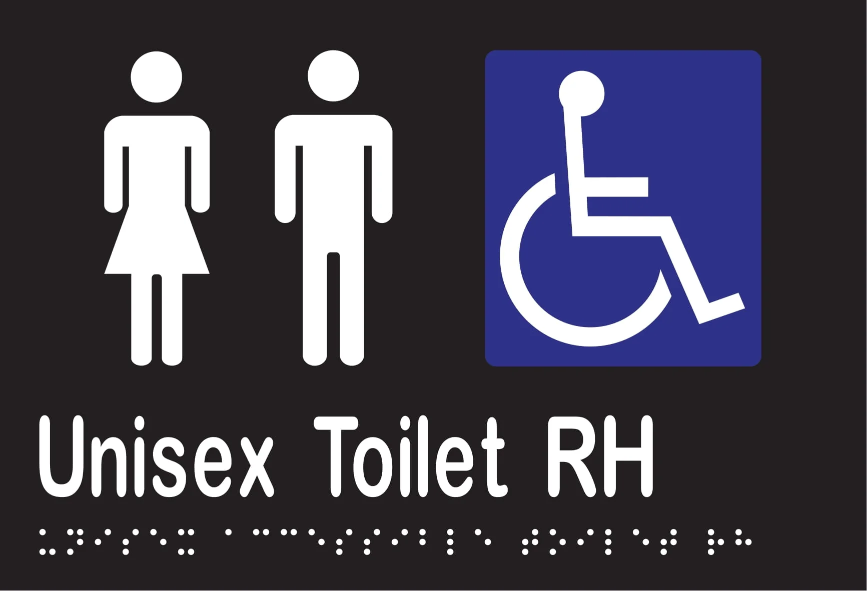 Unisex Accessible Toilet RH Braille 220mmW x 150mmH - Image 2