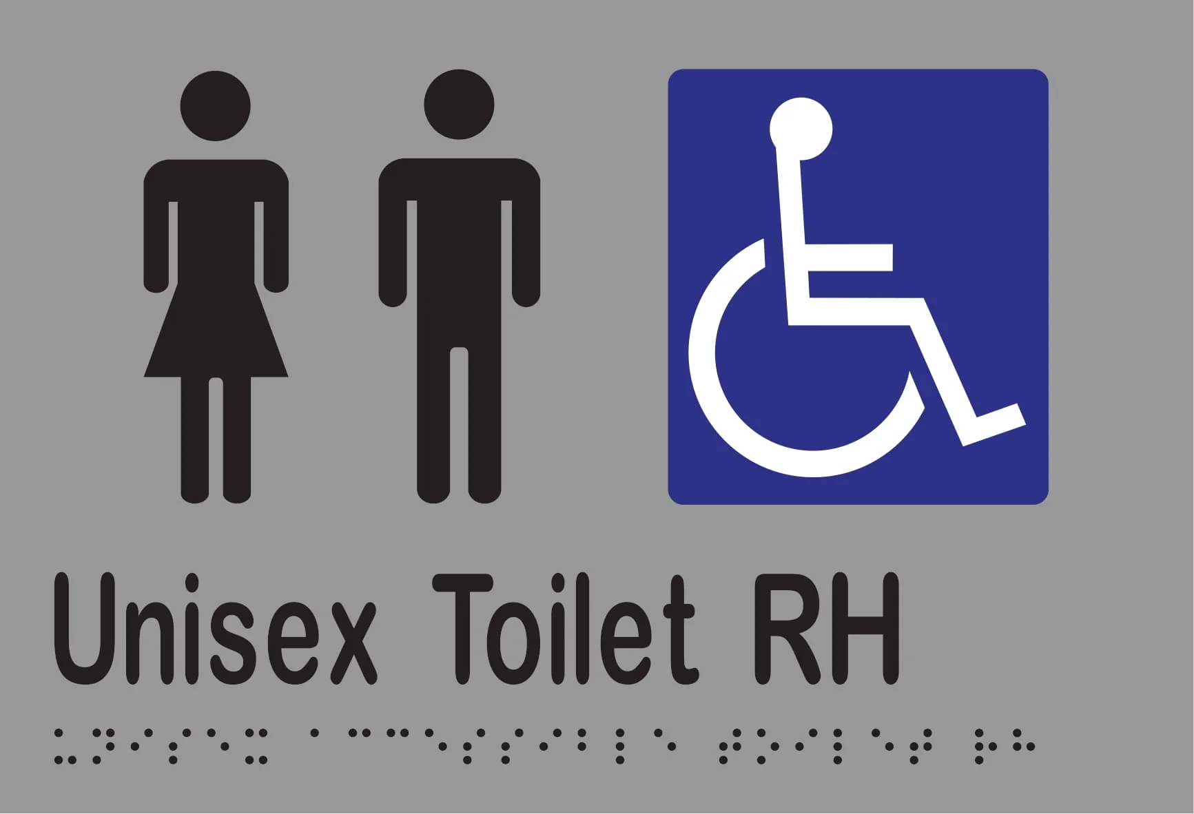 Unisex Accessible Toilet RH Braille 220mmW x 150mmH - Image 3