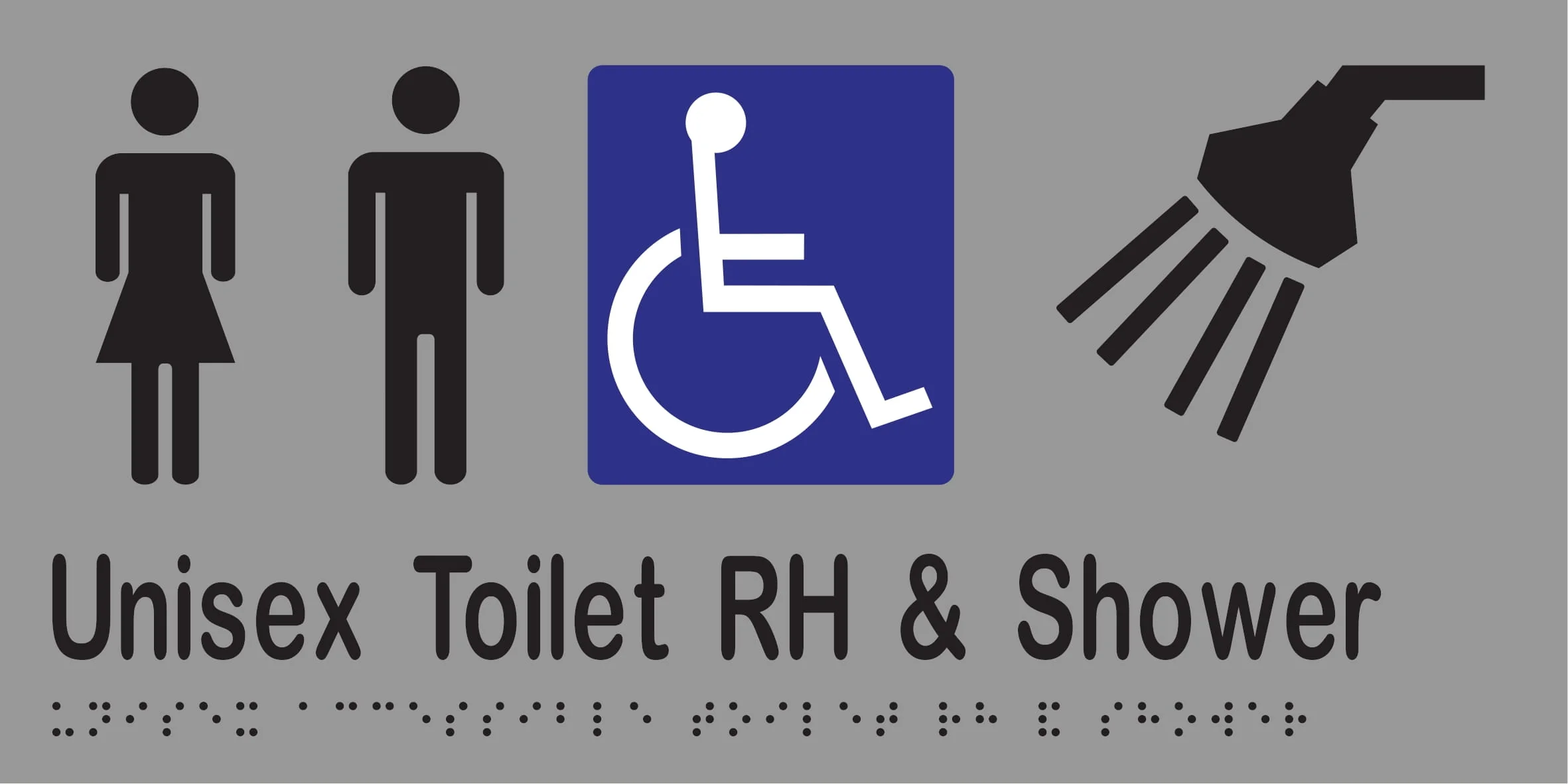 Unisex Accessible Toilet RH & Shower Braille 300mmW x 150mmH - Image 3