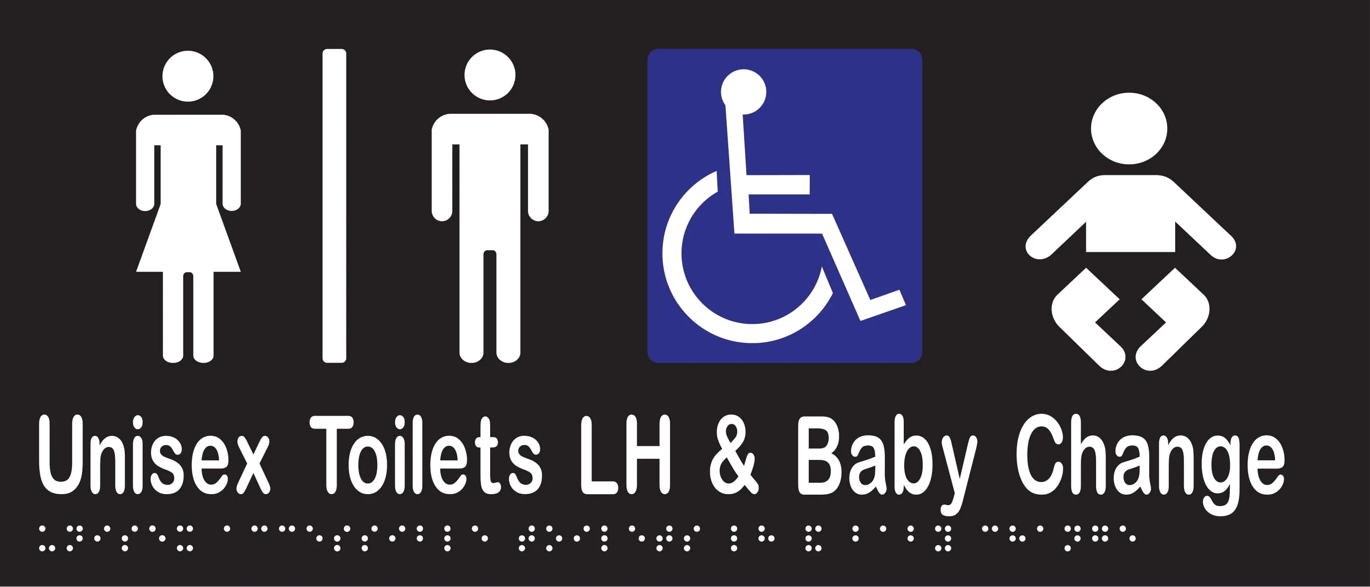 Unisex Accessible Toilets Divided LH & Baby Change Station Braille 350mmW x 150mmH - Image 2