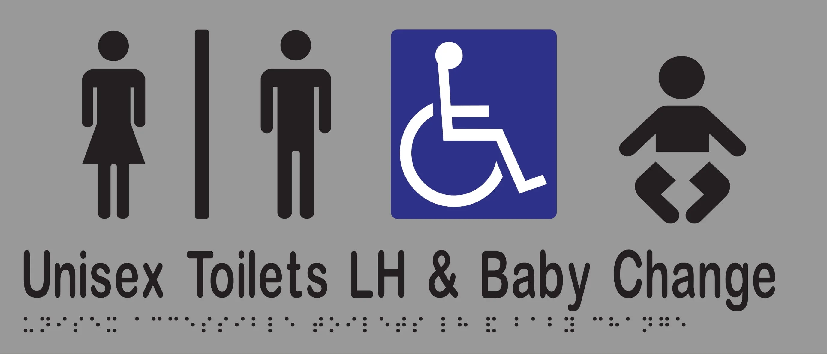 Unisex Accessible Toilets Divided LH & Baby Change Station Braille 350mmW x 150mmH - Image 3