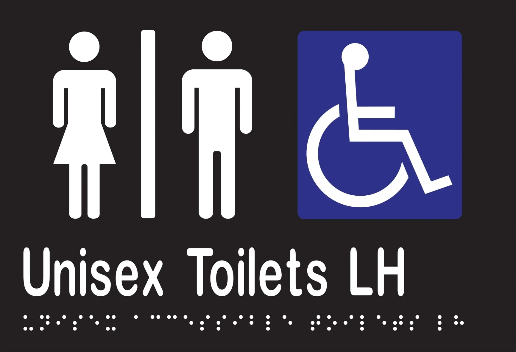 Unisex Accessible Toilets Divided LH Braille 220mmW x 150mmH - Image 2