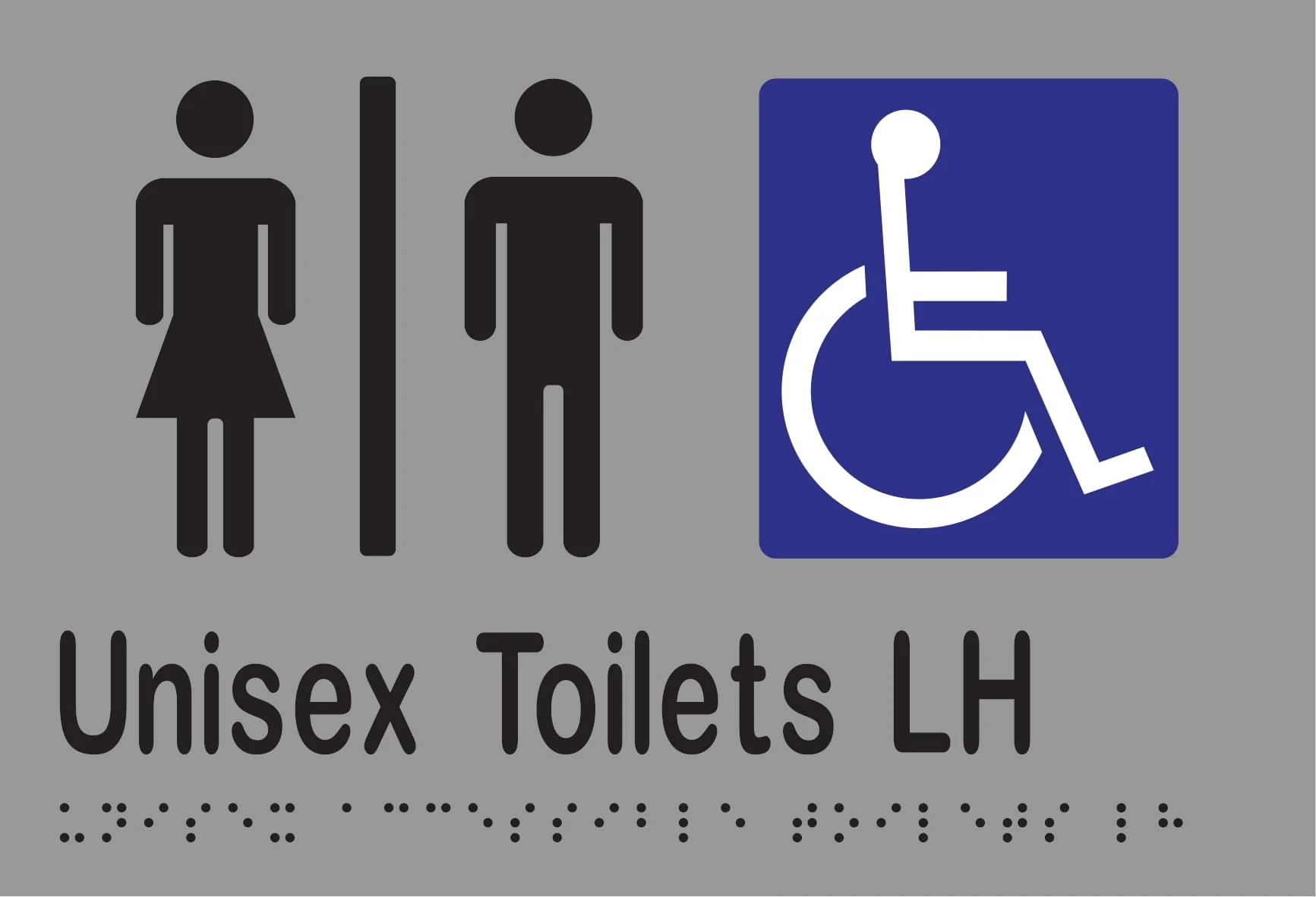 Unisex Accessible Toilets Divided LH Braille 220mmW x 150mmH - Image 3