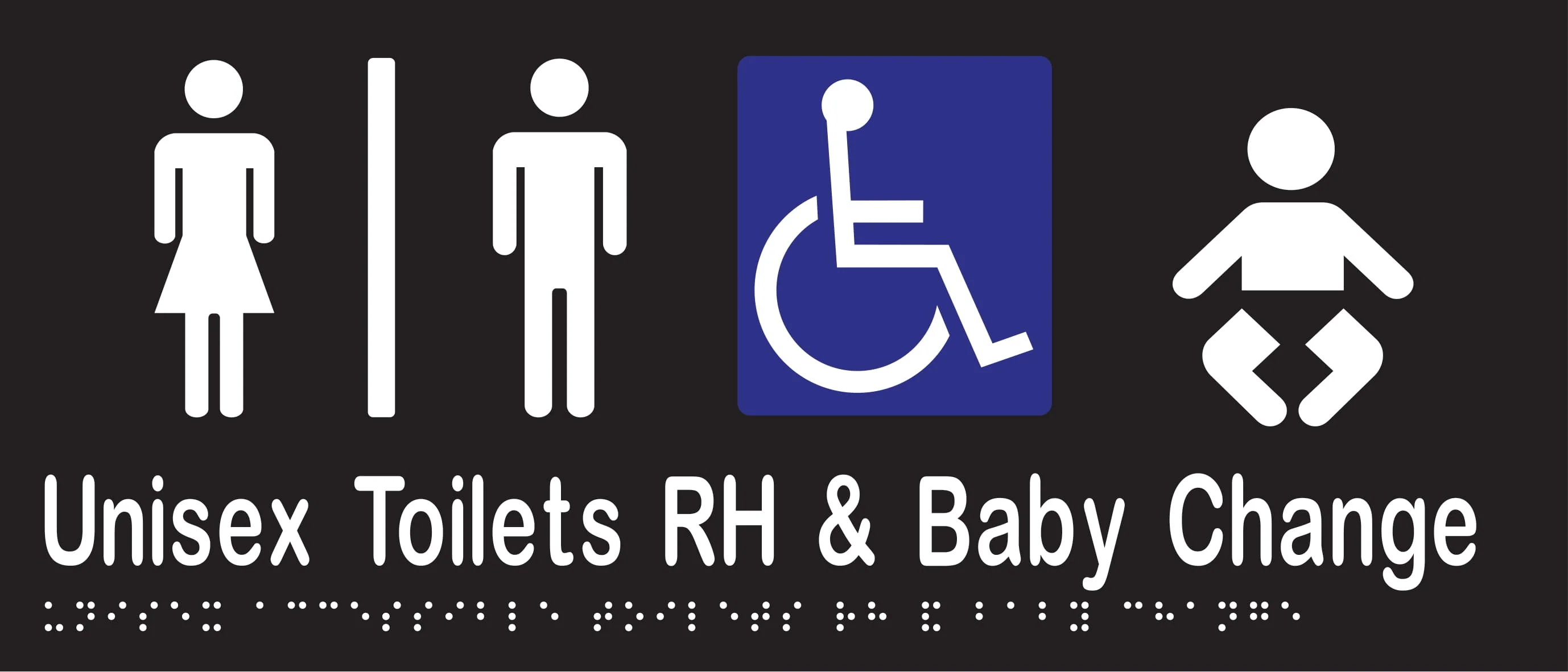 Unisex Accessible Toilets Divided RH & Baby Change Braille 350mmW x 150mmH - Image 2