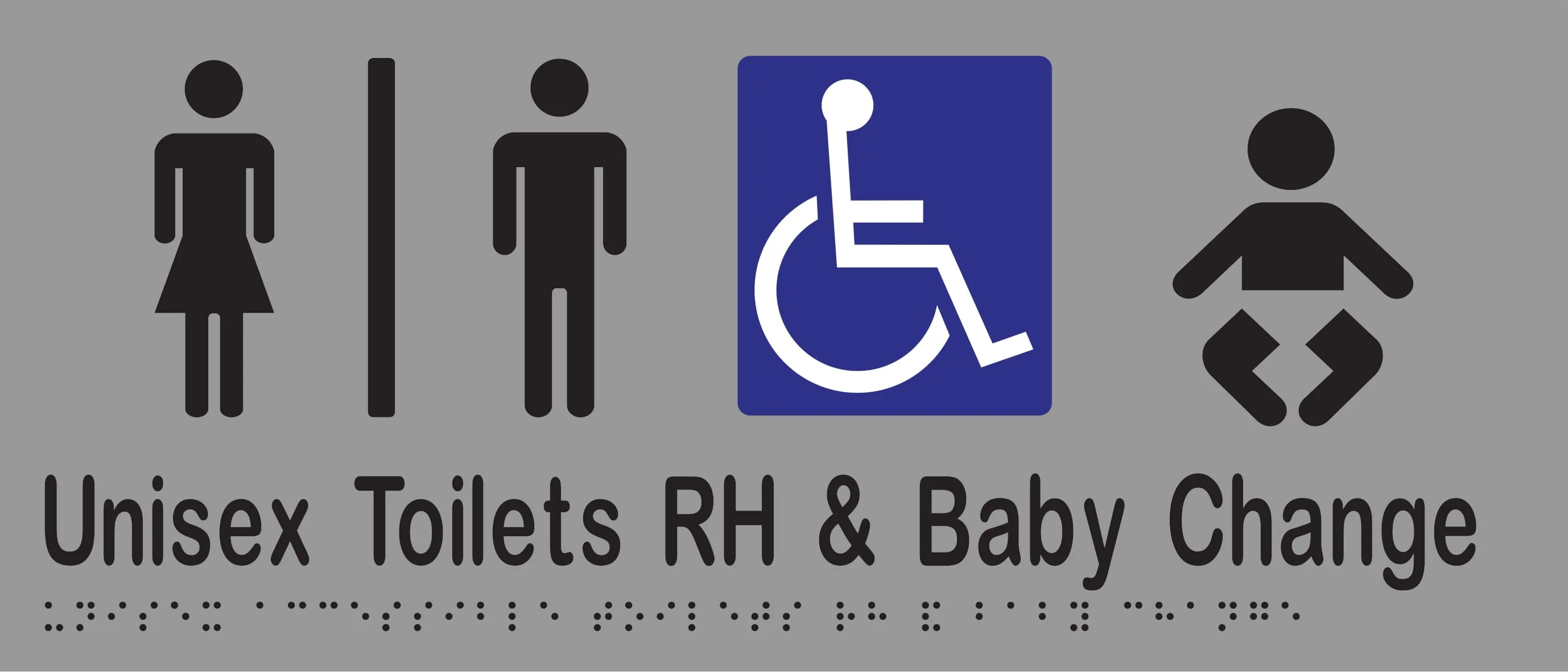 Unisex Accessible Toilets Divided RH & Baby Change Braille 350mmW x 150mmH - Image 3