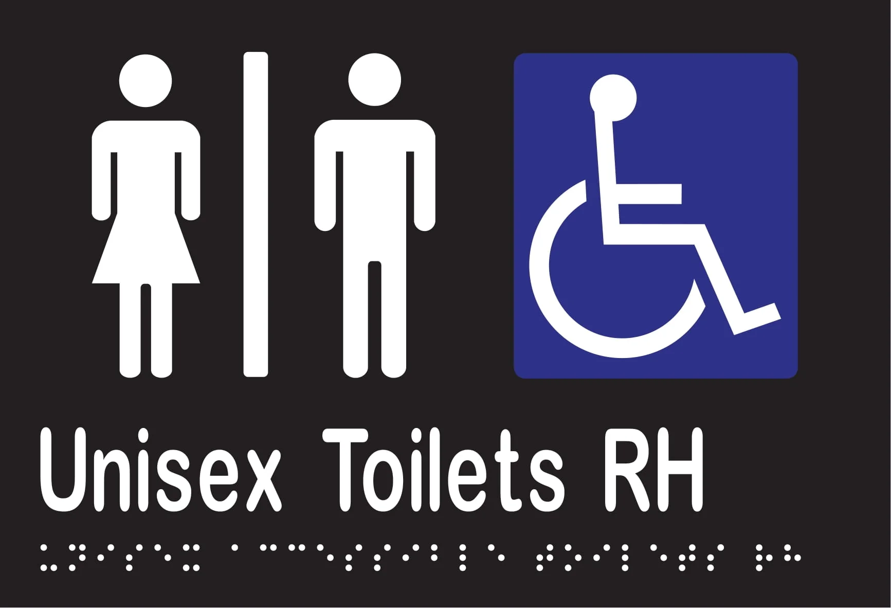 Unisex Accessible Toilets Divided RH Braille 220mmW x 150mmH - Image 2