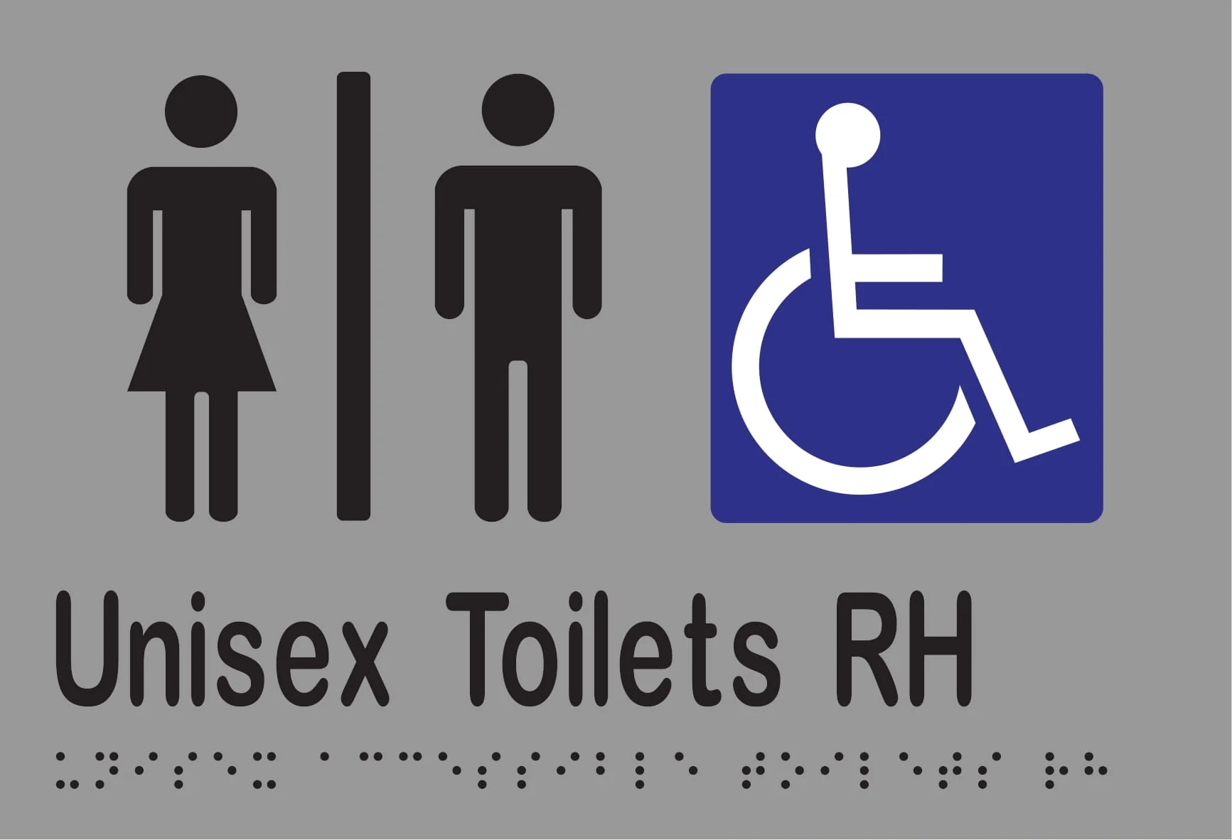 Unisex Accessible Toilets Divided RH Braille 220mmW x 150mmH - Image 3