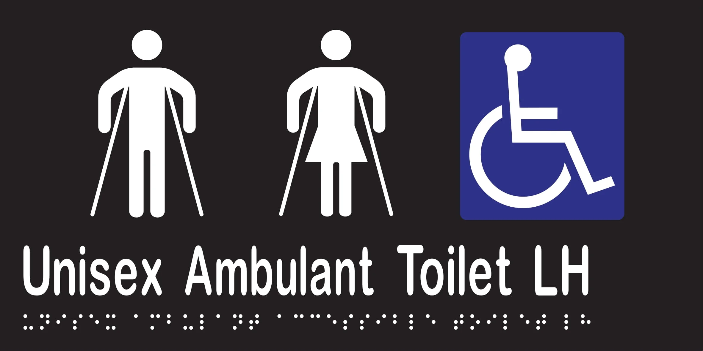 Unisex Ambulant Accessible Toilet LH Braille 300mmW x 150mmH - Image 2
