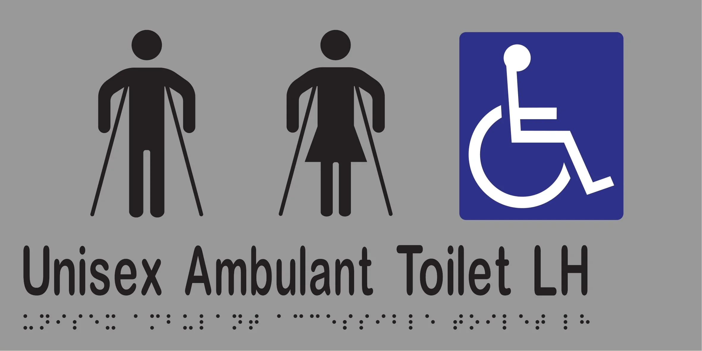 Unisex Ambulant Accessible Toilet LH Braille 300mmW x 150mmH - Image 3