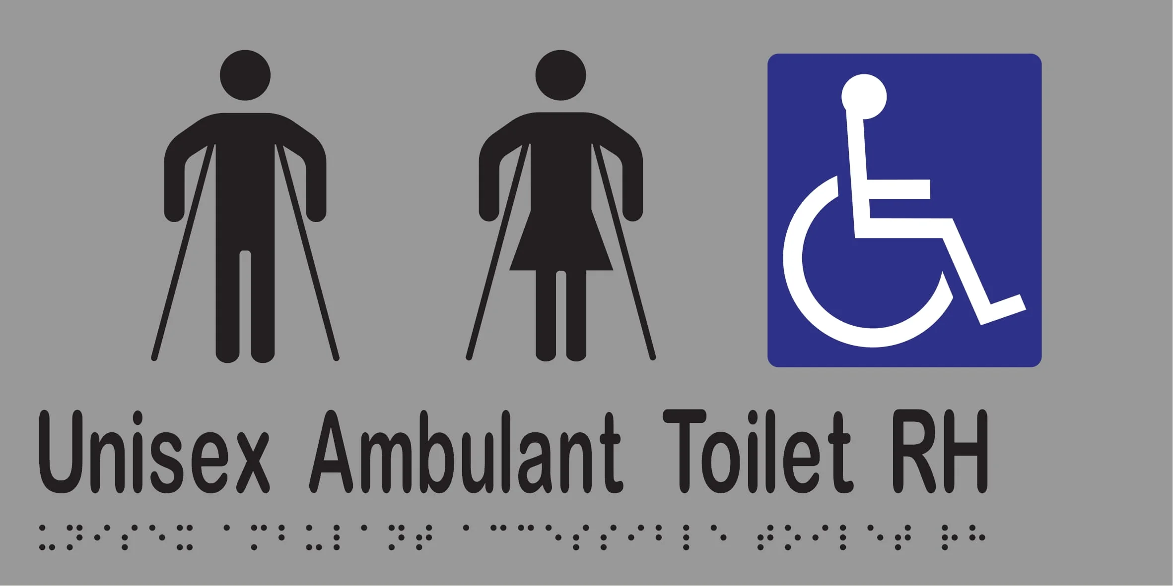 Unisex Ambulant Accessible Toilet RH Braille 300mmW x 150mmH - Image 3