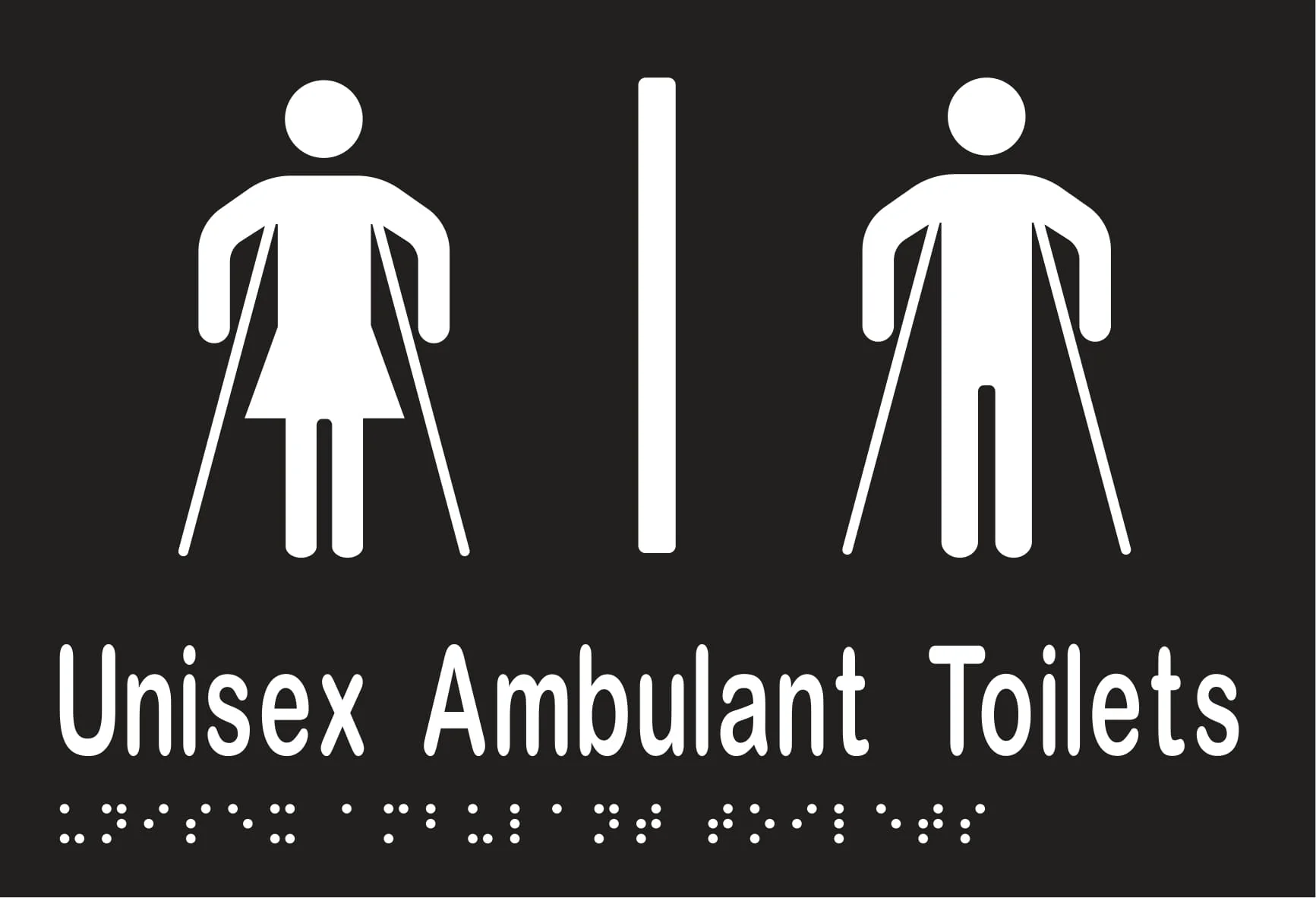 Unisex Ambulant Toilet Divided Braille 220mmW x 150mmH - Image 2