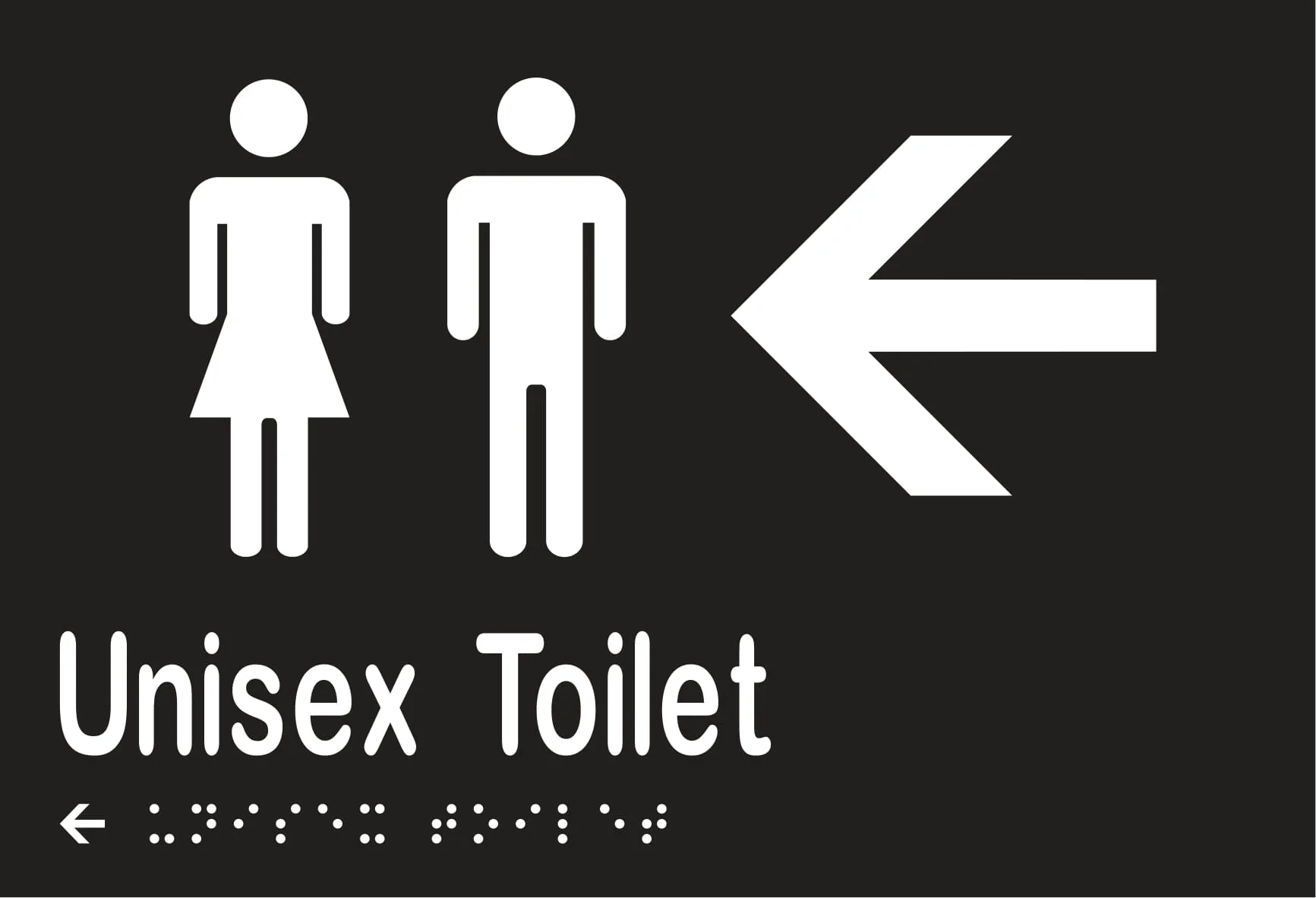 Unisex Toilet & Left Arrow Braille 220mmW x 150mmH - Image 2